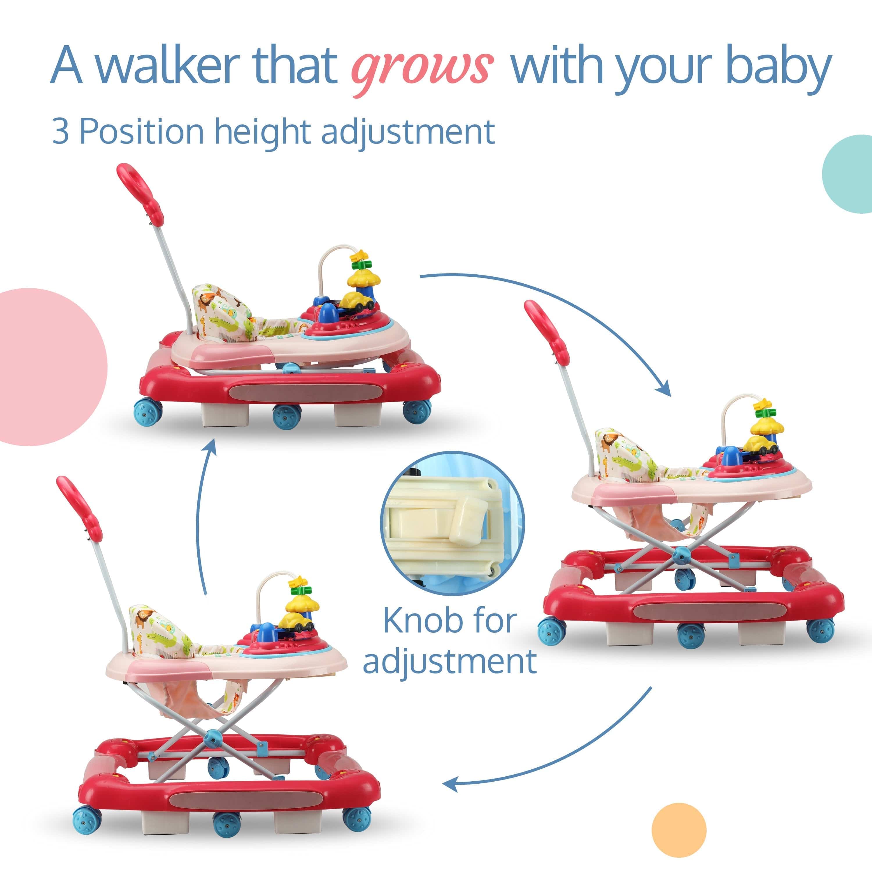 LuvLap Comfy Baby Walker & Rocker (Pink)