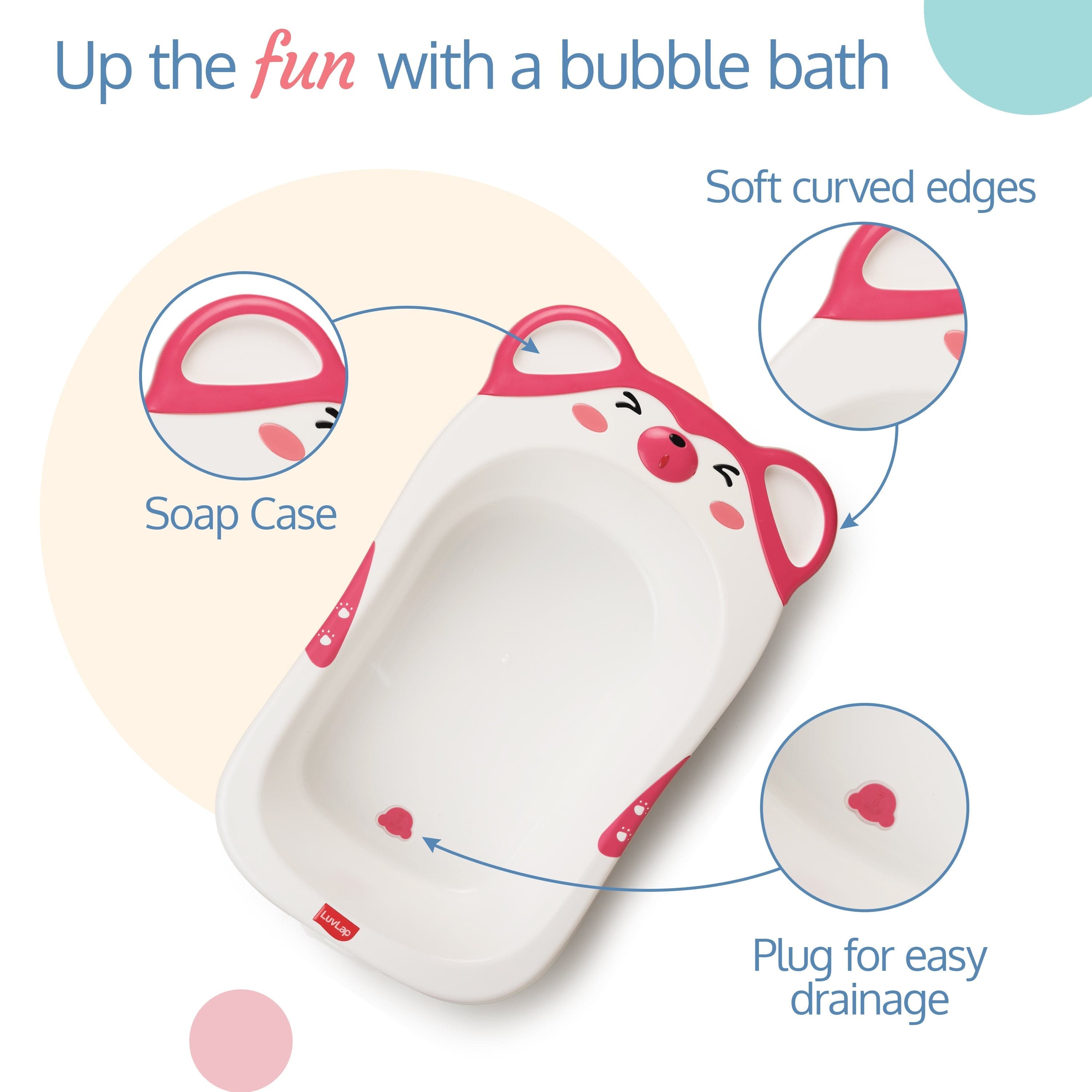 LuvLap Bubble Baby Bath Tub (Pink)