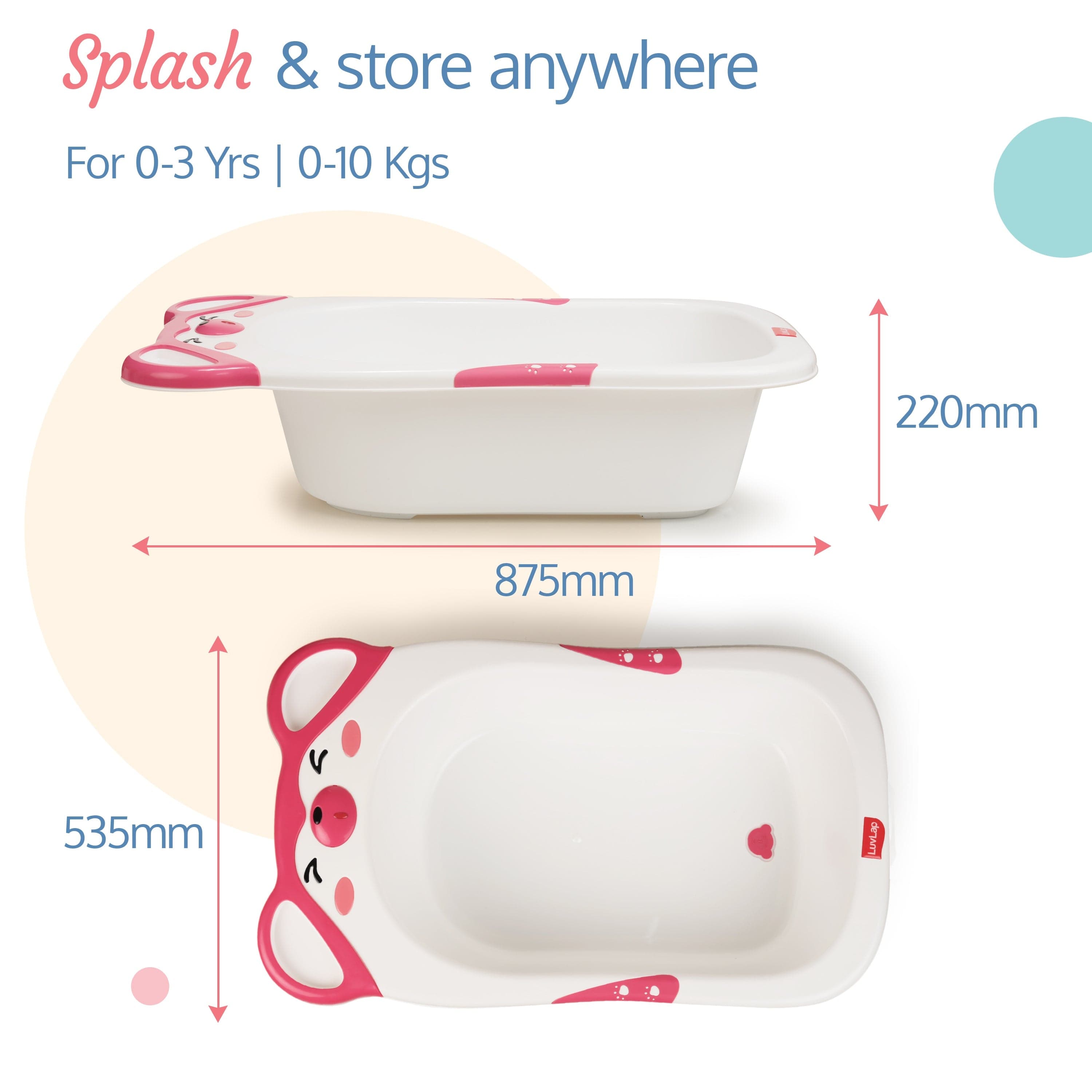 LuvLap Bubble Baby Bath Tub (Pink)