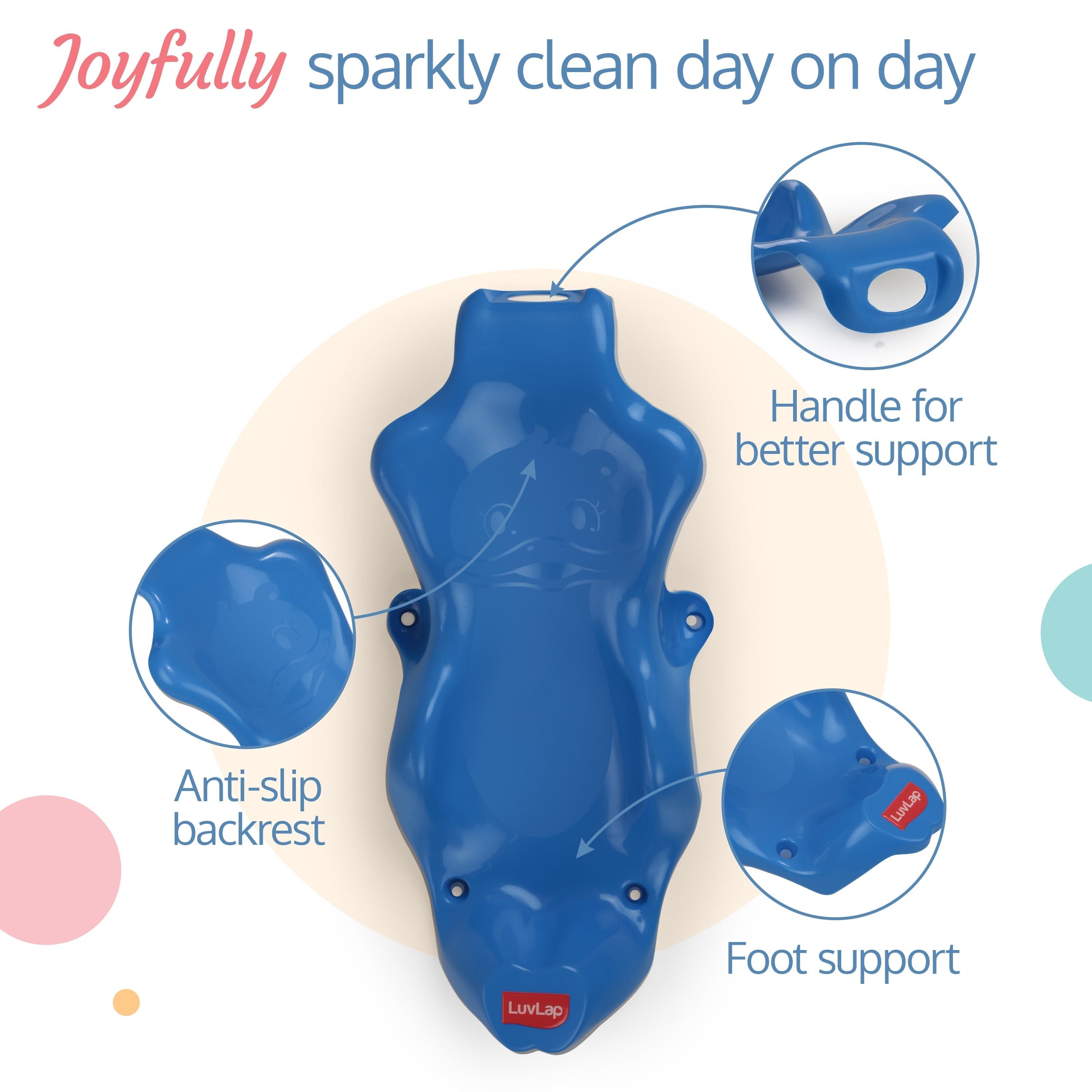 LuvLap Bubble Baby Bathtub (White & Blue) & Anti Slip Baby Plastic Bath Chair (Blue)