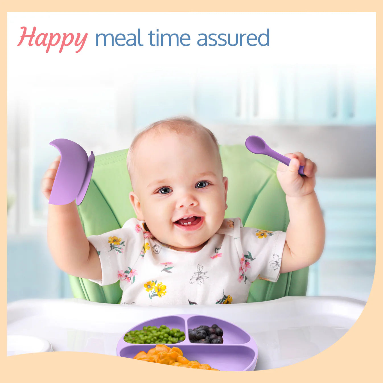 5 - in - 1 Silicone Baby Cutlery Set, Baby Feeding & weansing essentials - Divider Plate with suction base, Tumbler, Bib with crumb catcher, Food Bowl with suction base, Silicone Spoon