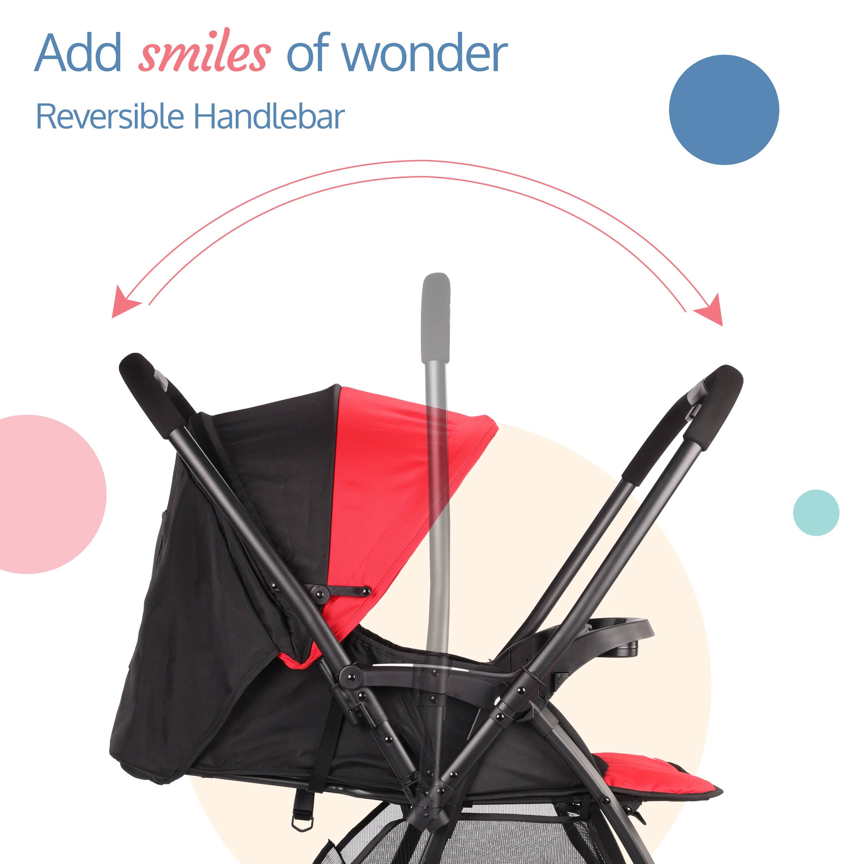 luvlap Golf Baby Stroller/Pram with 5 Point Safety Harness, 0-3 Years, Multi Level Recline & Adjustable footrest, Extendable Canopy, Red & Black