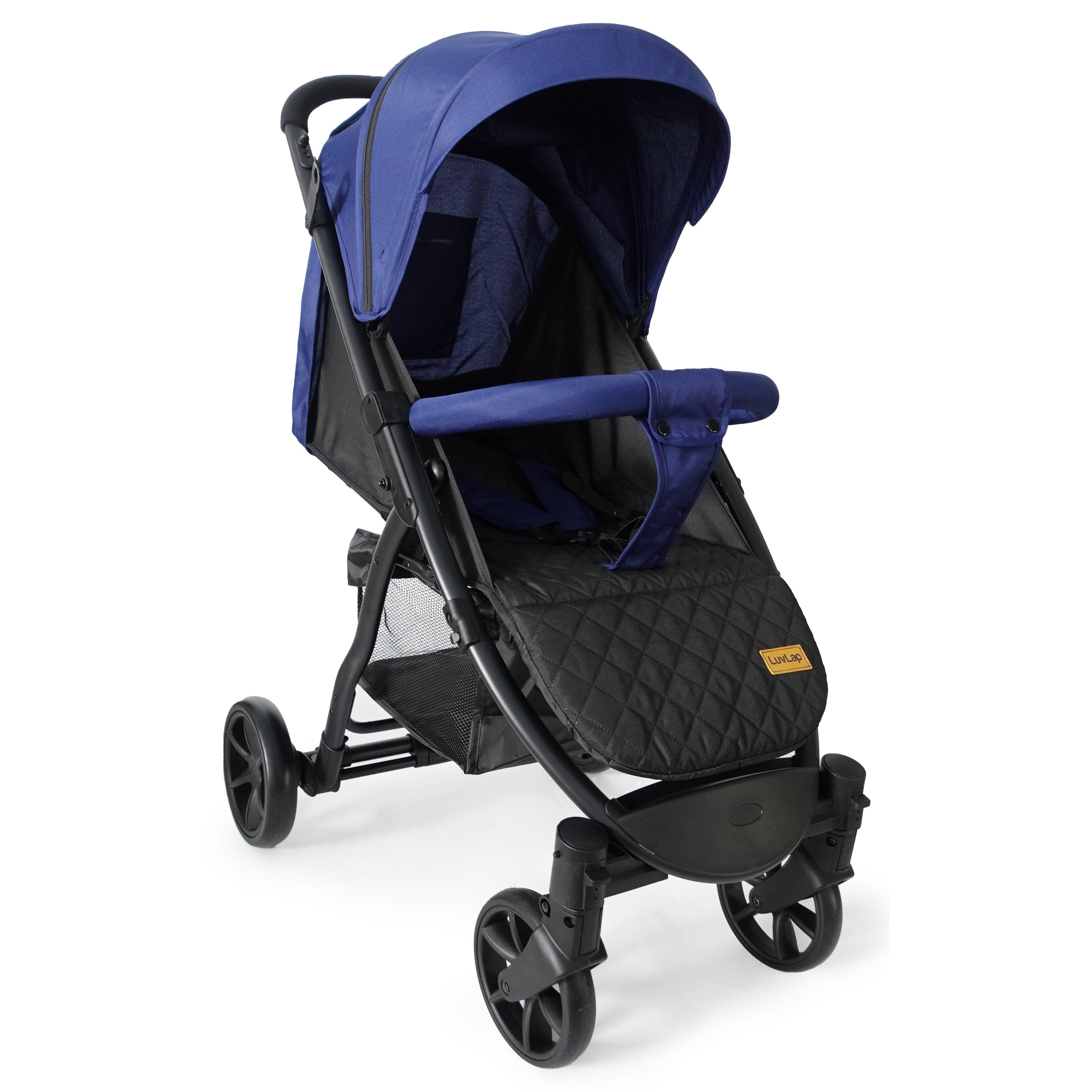 luvlap Primo Baby Stroller/Pram with 5 Point Safety Harness, EN1888-2 Certified, Looking Window, Multi Level Recline & Adjustable footrest, Extendable Canopy, Blue