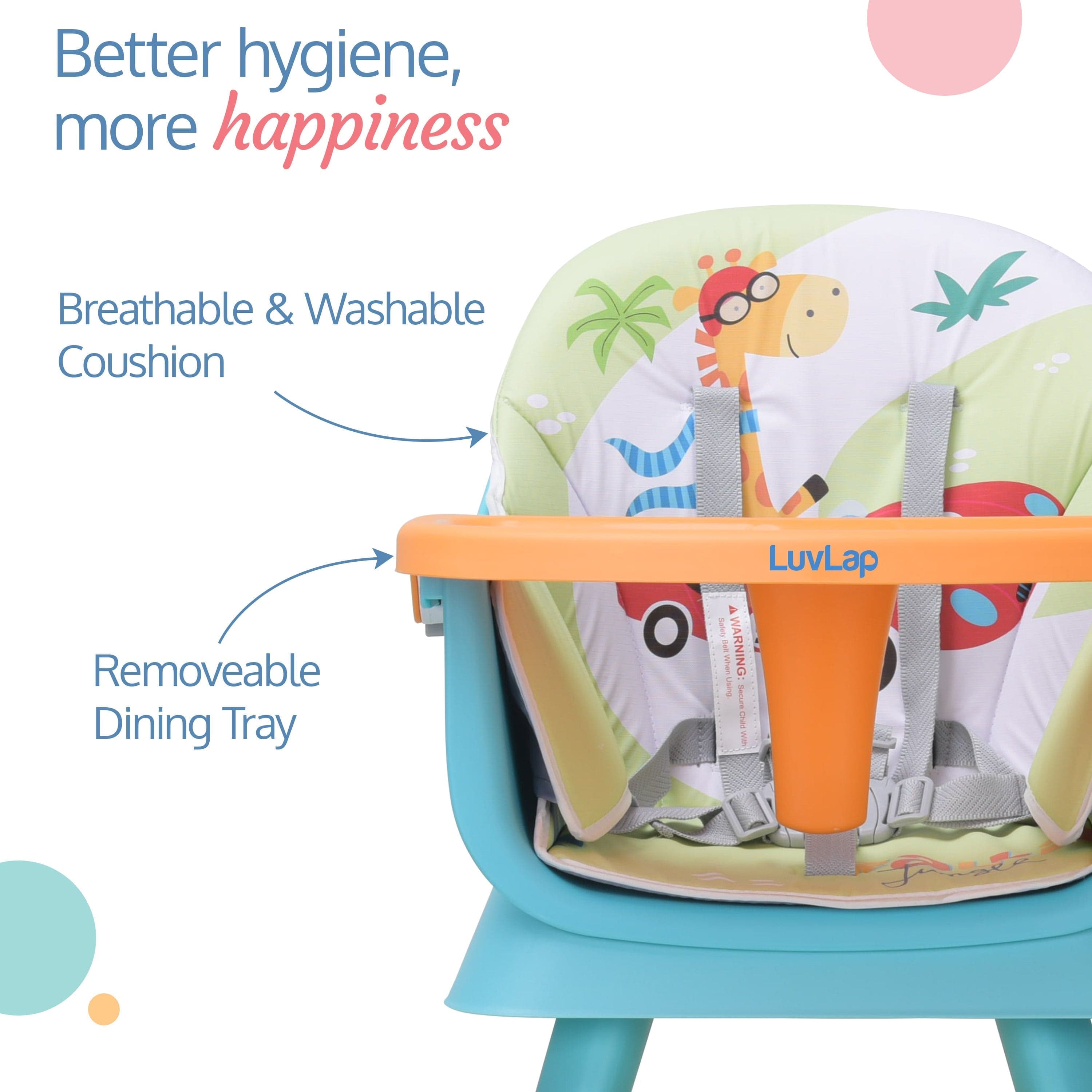 luvlap Multifunction 6 in 1 High Chair used as Baby High, Booster, Small Dining Chair,  (Green & Blue)