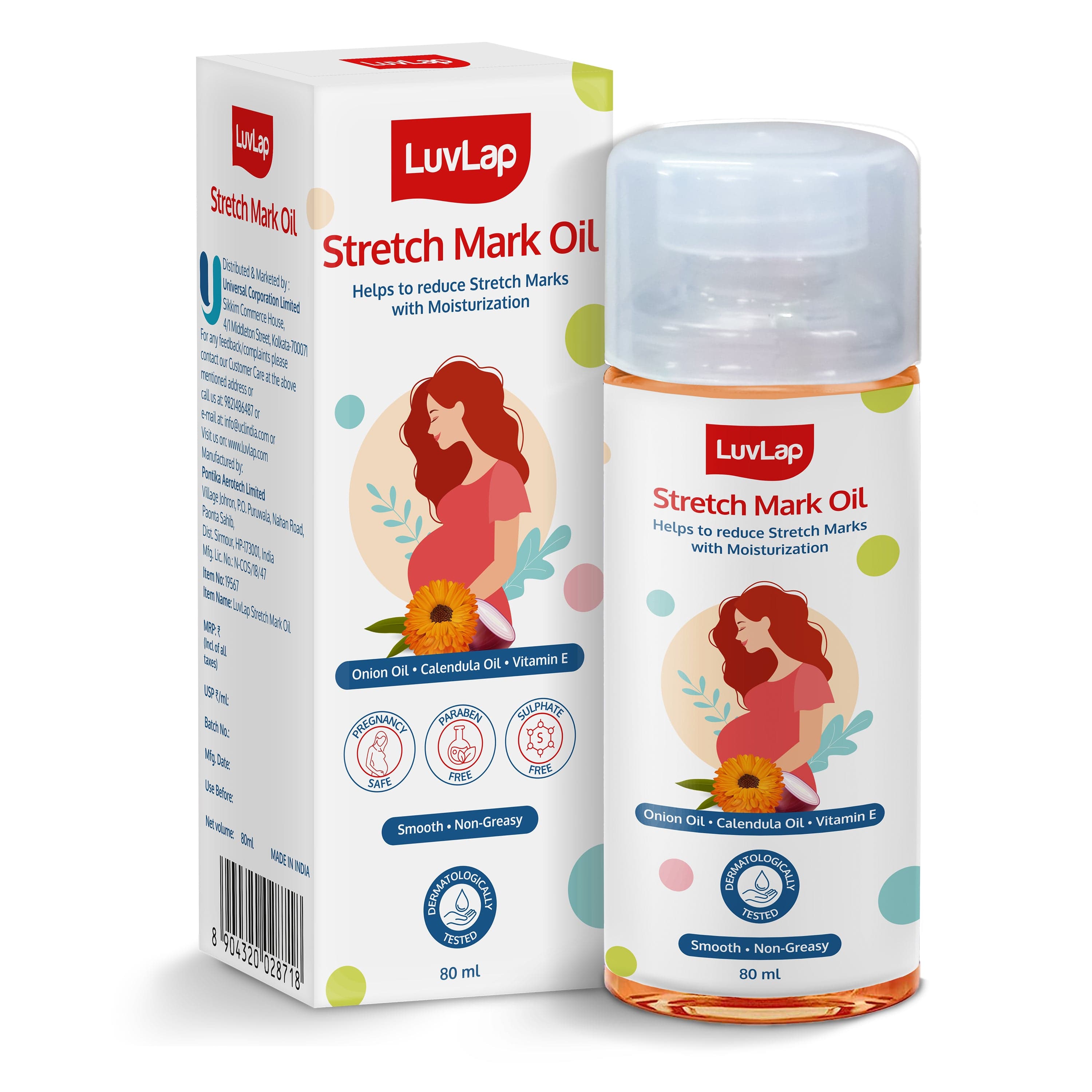 LuvLap Stretch Mark Oil for pregnant ladies, 80ml