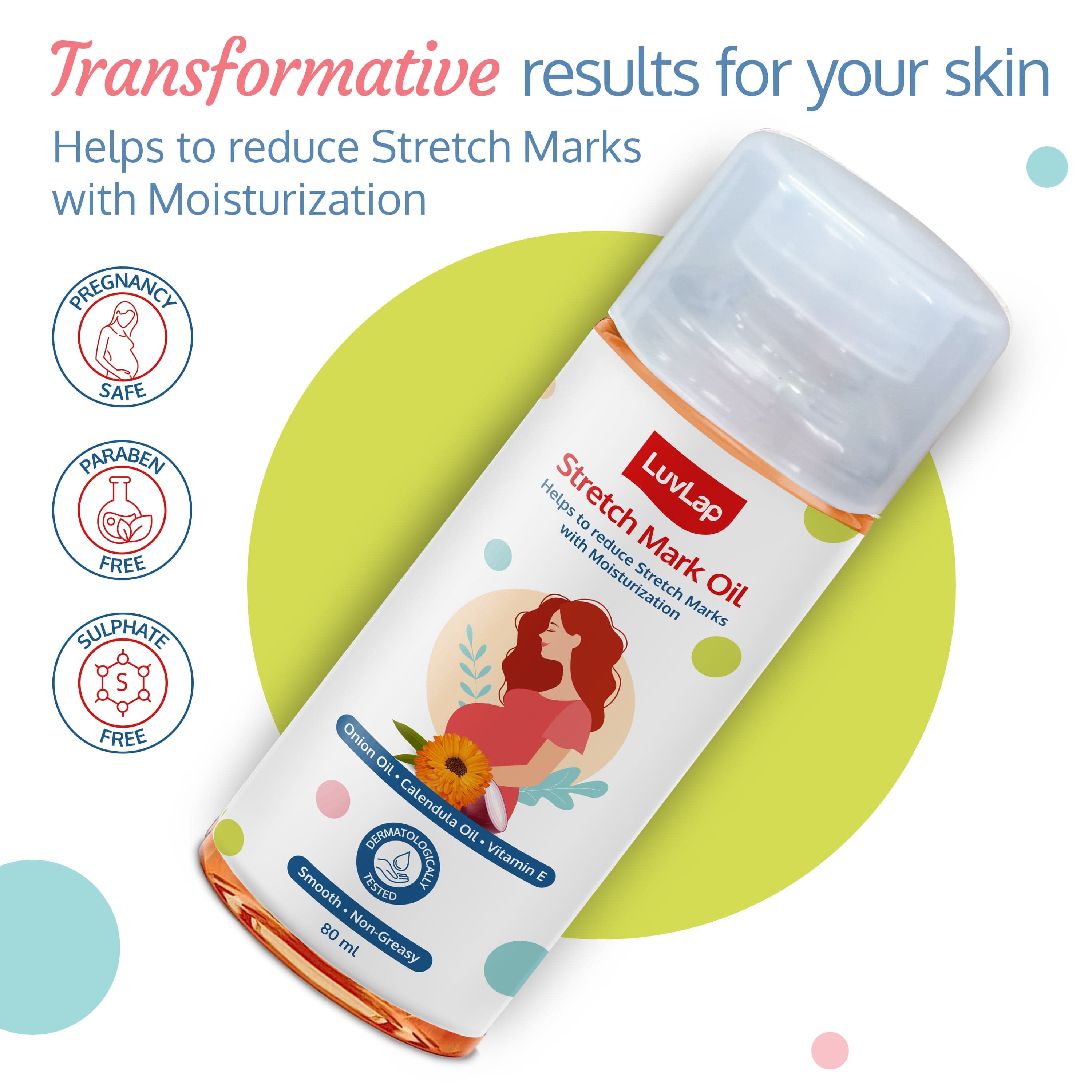 LuvLap Stretch Mark Oil for pregnant ladies, 80ml