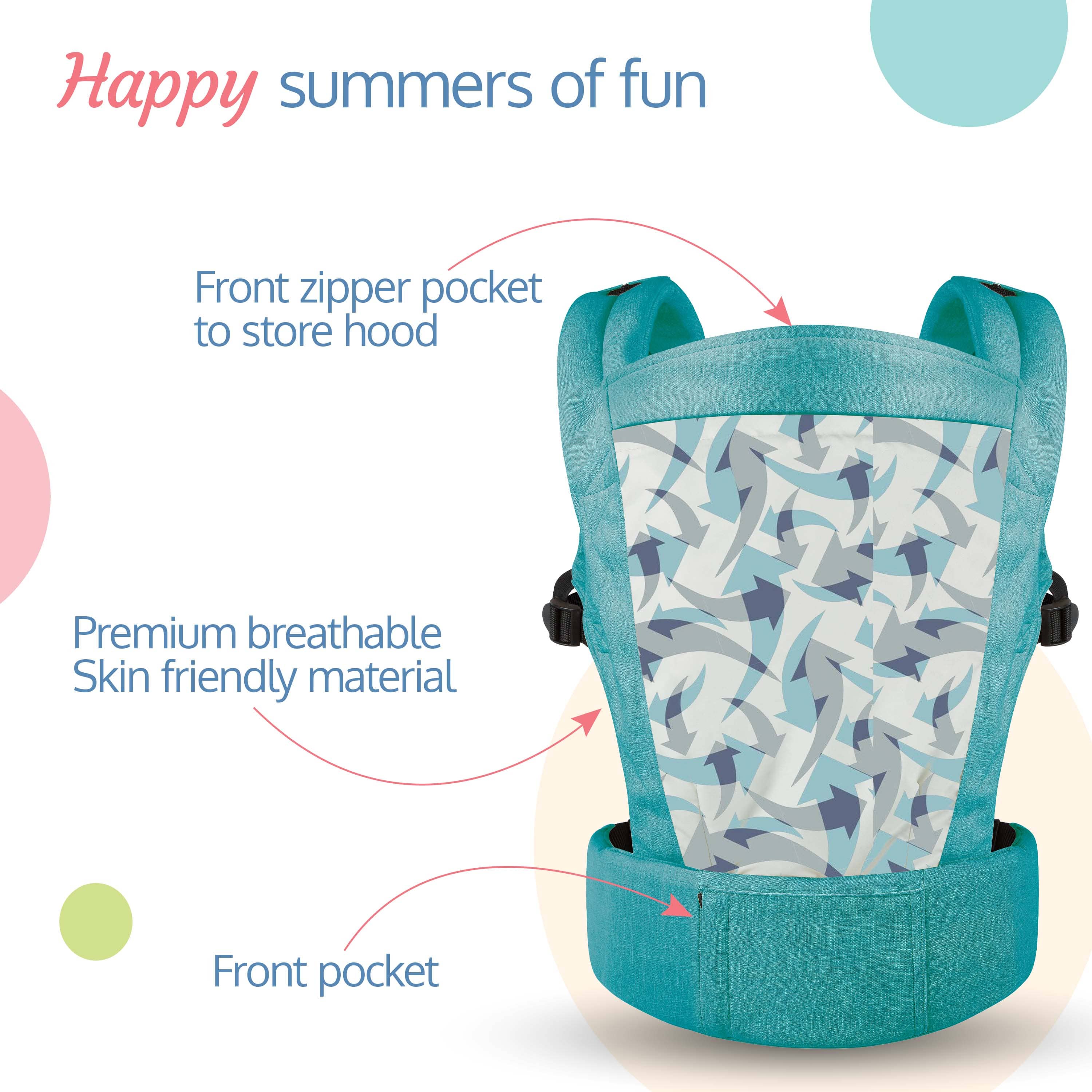 LuvLap Adore Baby Carrier with 2 Carry Positions, Carrier for 4 to 24 Months Baby, Breathable Skin Friendly Premium Fabric, Adjustable Newborn to Toddler Carrier, Max Weight Upto 18 Kgs (Light Blue)