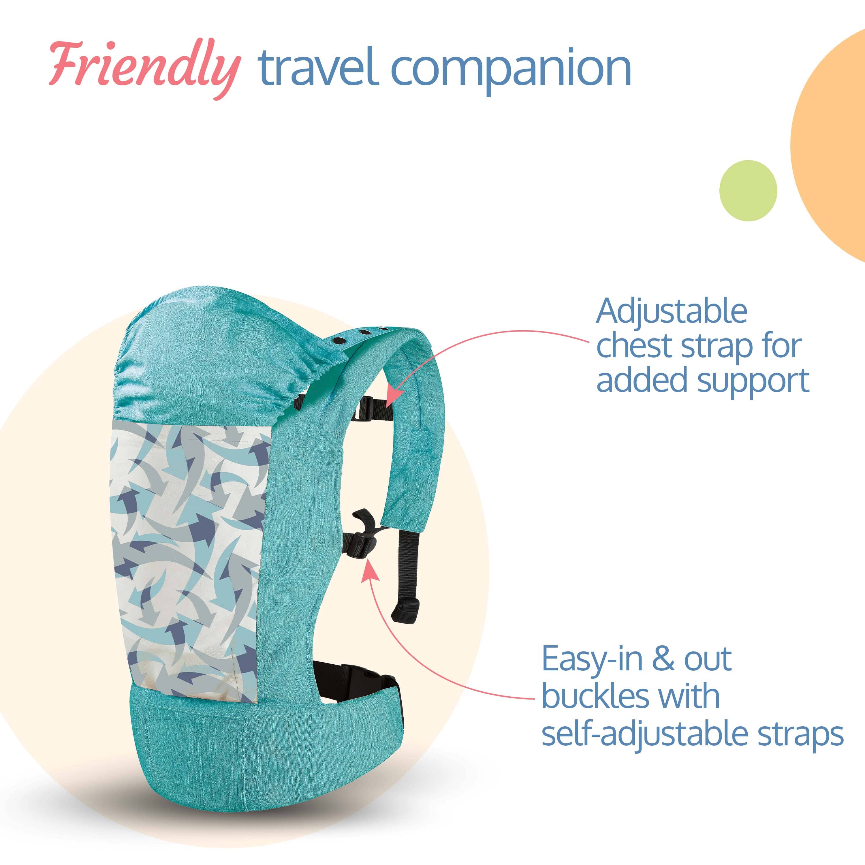 LuvLap Adore Baby Carrier with 2 Carry Positions, Carrier for 4 to 24 Months Baby, Breathable Skin Friendly Premium Fabric, Adjustable Newborn to Toddler Carrier, Max Weight Upto 18 Kgs (Light Blue)