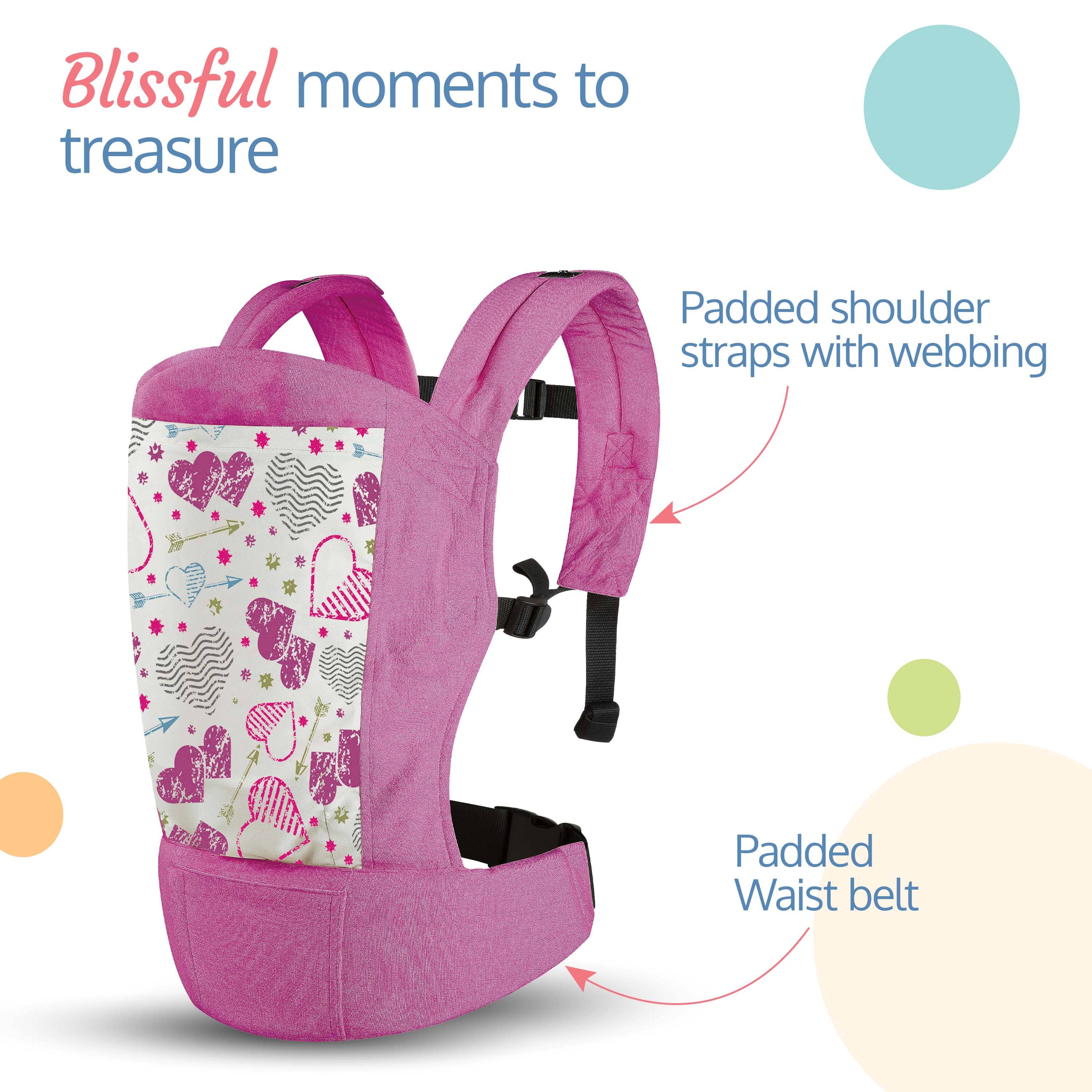 LuvLap Adore Baby Carrier with 2 Carry Positions, Carrier for 4 to 24 Months Baby, Breathable Skin Friendly Premium Fabric, Adjustable Newborn to Toddler Carrier, Max Weight Upto 18 Kgs (Pink)