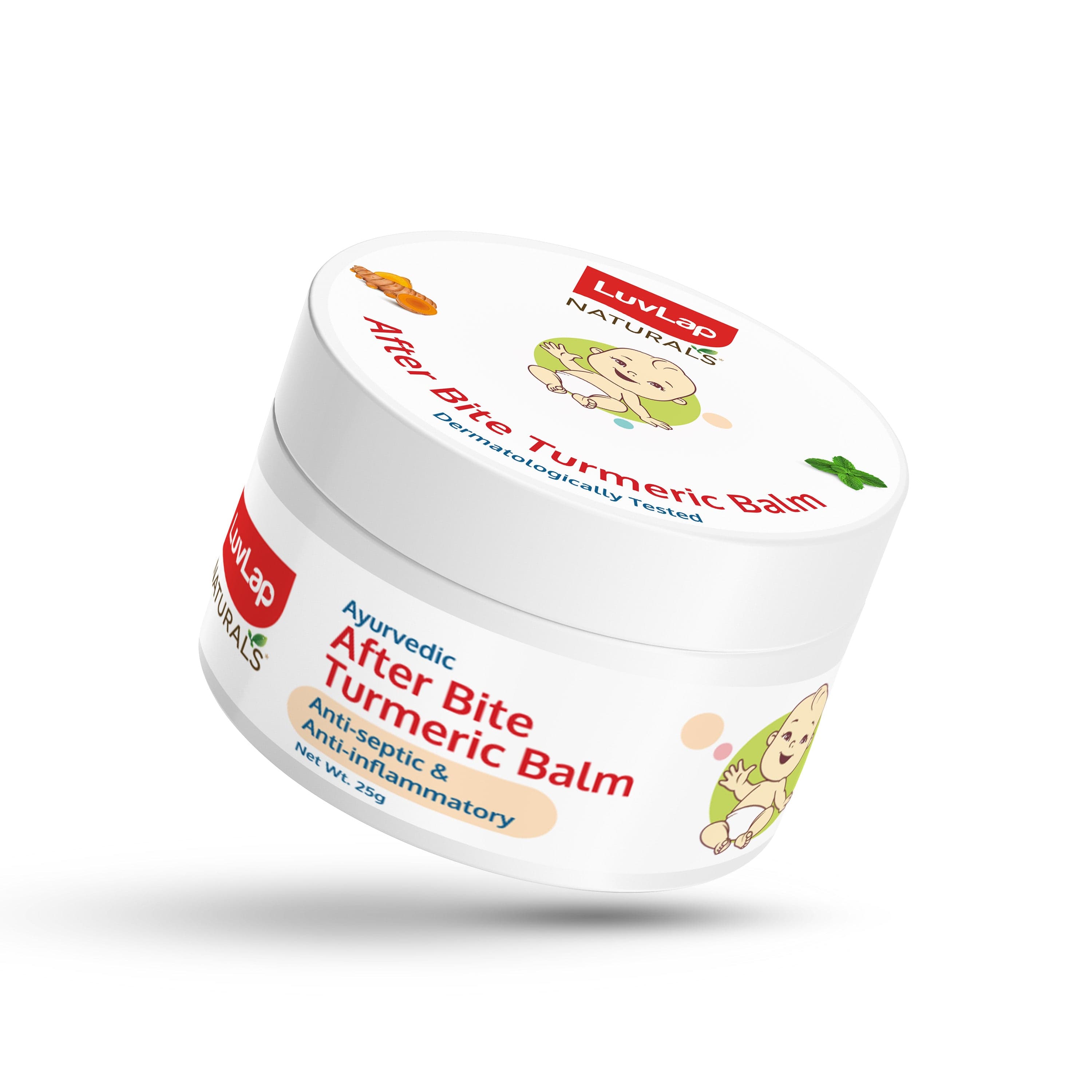 LuvLap Naturals After Bite Turmeric Balm with Pudina, Gives relief from Rashes, Mosquito & insect Bites, 100% Ayurvedic, Anti septic & Anti-inflammatory, 25g