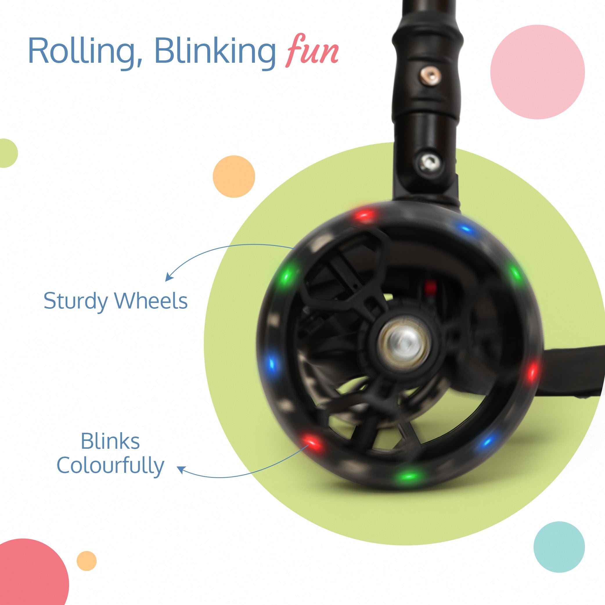 LuvLap Joy Scooter for Kids- Toddler 3-Wheel Kick Scooter with LED Lights | Stable First Ride for 3-10 Year | Adjustable Height & Easy-Grip Handlebars | Fun Outdoor Gear for Kids, Black