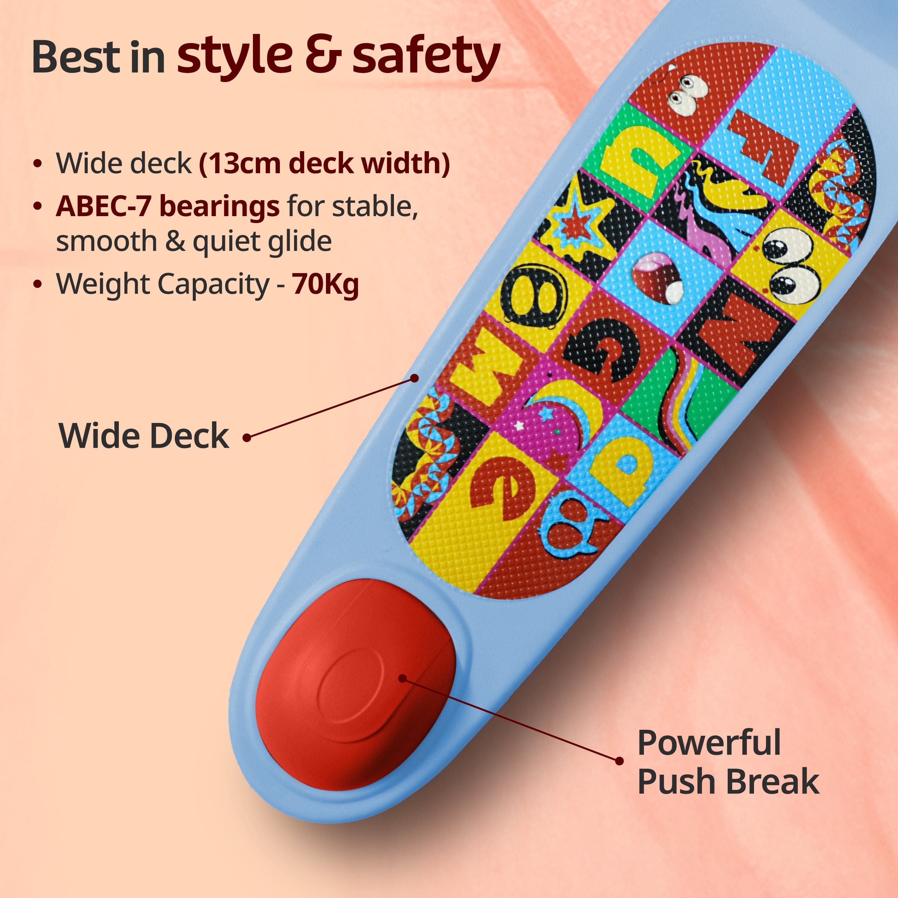 LuvLap Elegant Scooter for Kids - Toddler 3-Wheel Kick Scooter with LED Lights | Stable Wide Deck for 3-10 Year | Adjustable Height & Easy-Grip Handlebars | Fun Outdoor Gear for Kids, Blue & Red