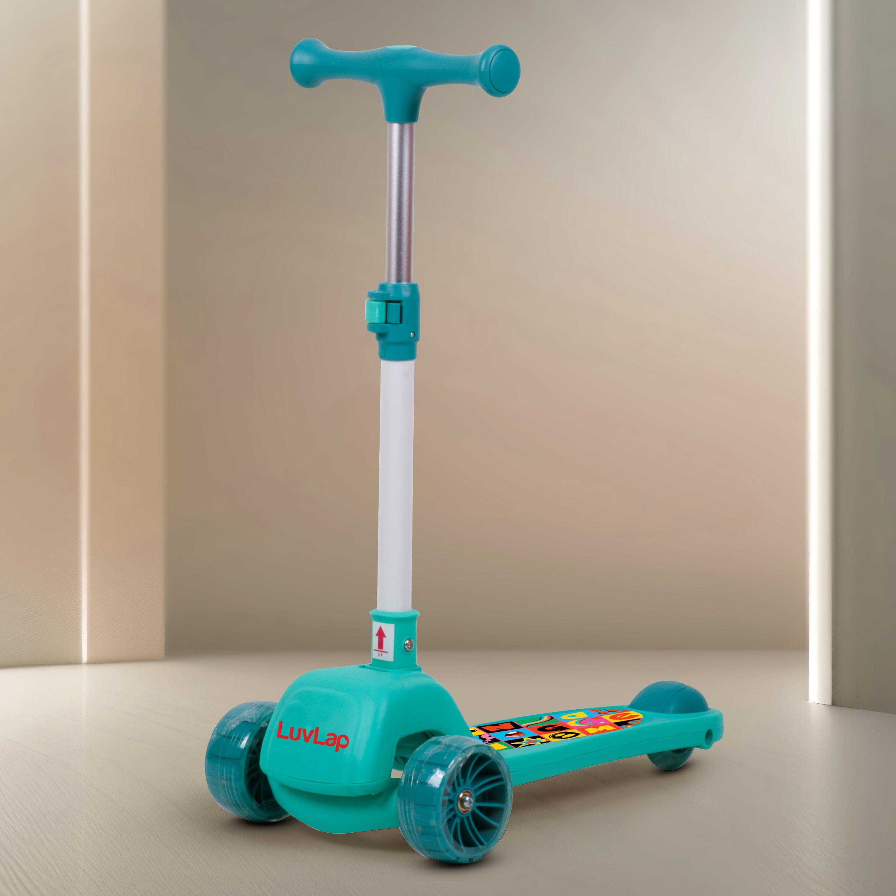 LuvLap Elegant Scooter for Kids - Toddler 3-Wheel Kick Scooter with LED Lights | Stable Wide Deck for 3-10 Year, Blue & Red