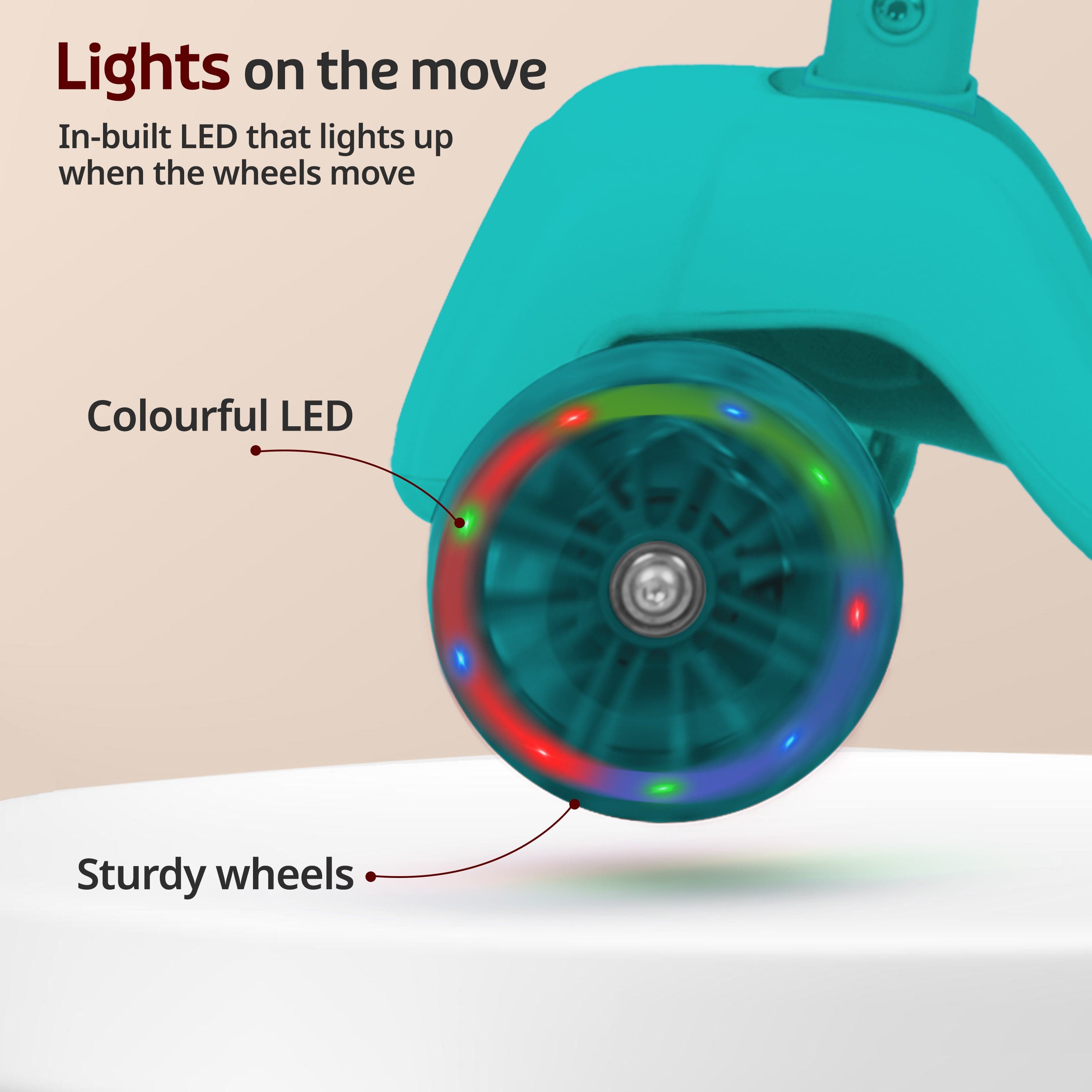 LuvLap Elegant Scooter for Kids - Toddler 3-Wheel Kick Scooter with LED Lights | Stable Wide Deck for 3-10 Year, Blue & Red