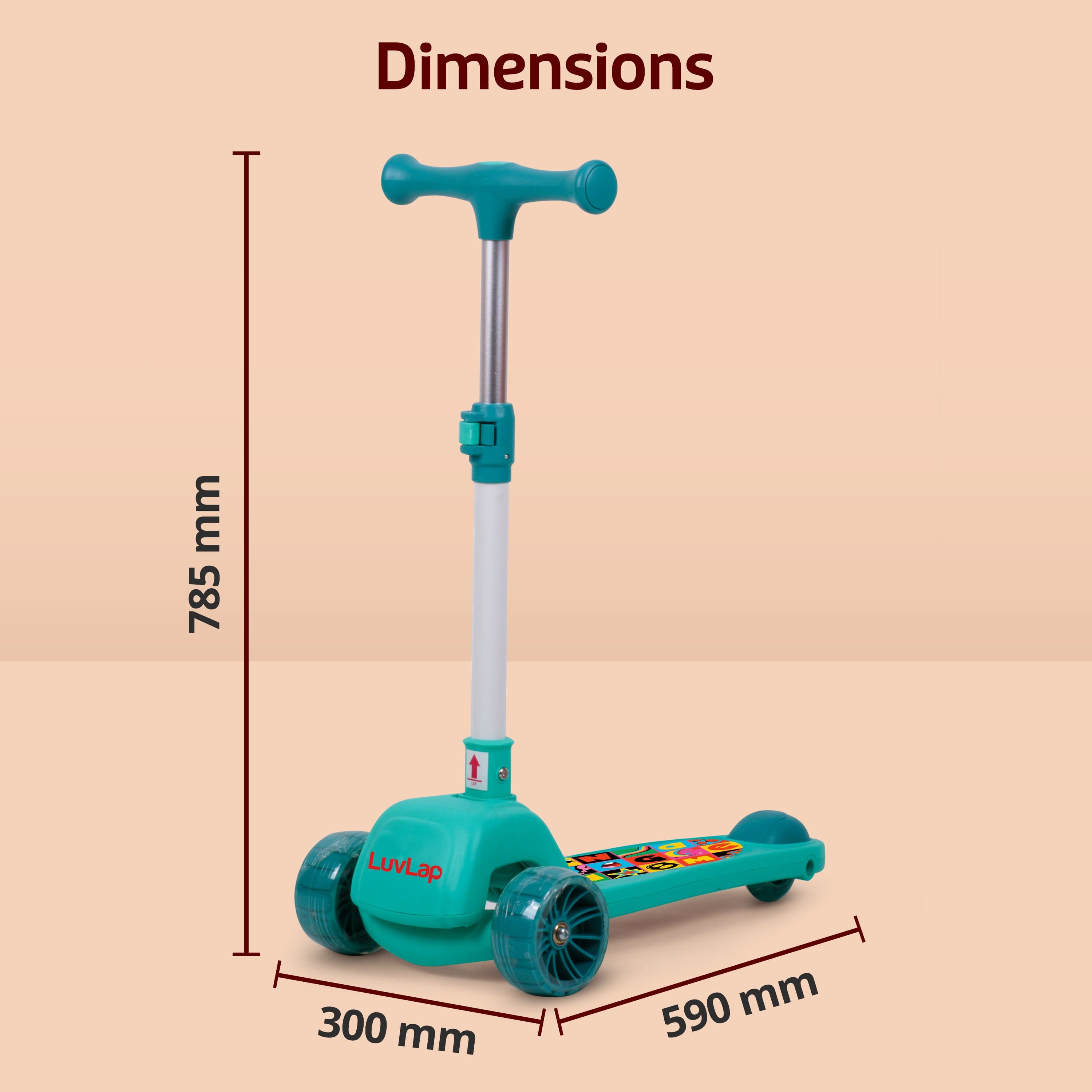 LuvLap Elegant Scooter for Kids - Toddler 3-Wheel Kick Scooter with LED Lights | Stable Wide Deck for 3-10 Year, Blue & Red