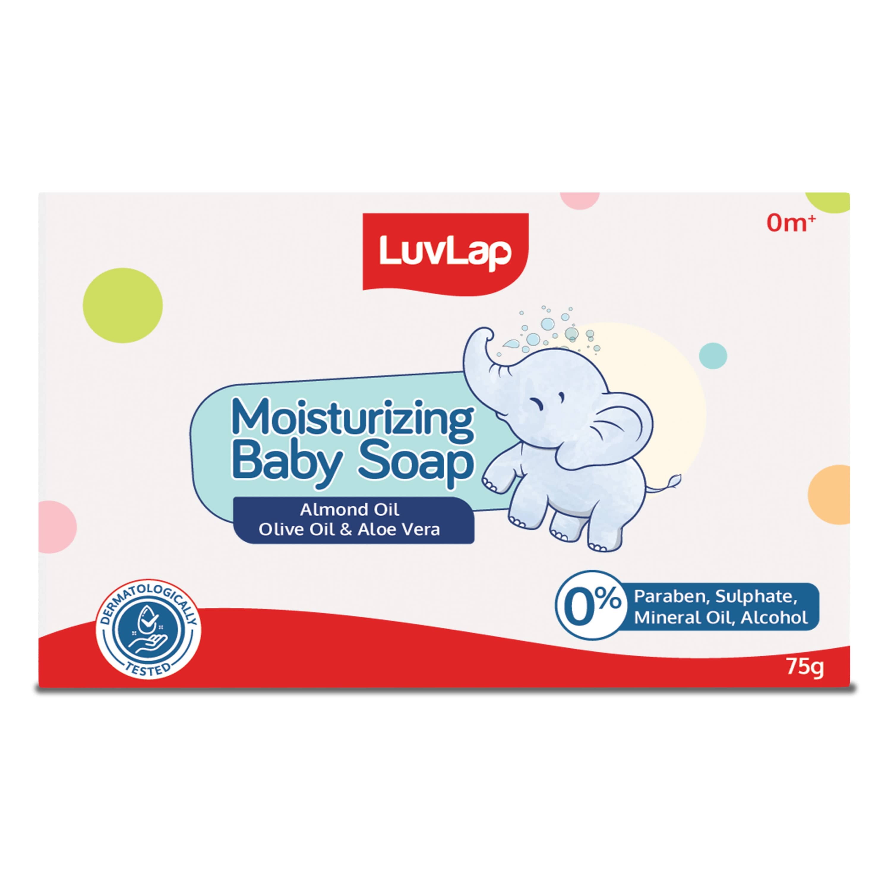 LuvLap Moisturizing Baby Soap - Gentle Bathing Bar - 75g