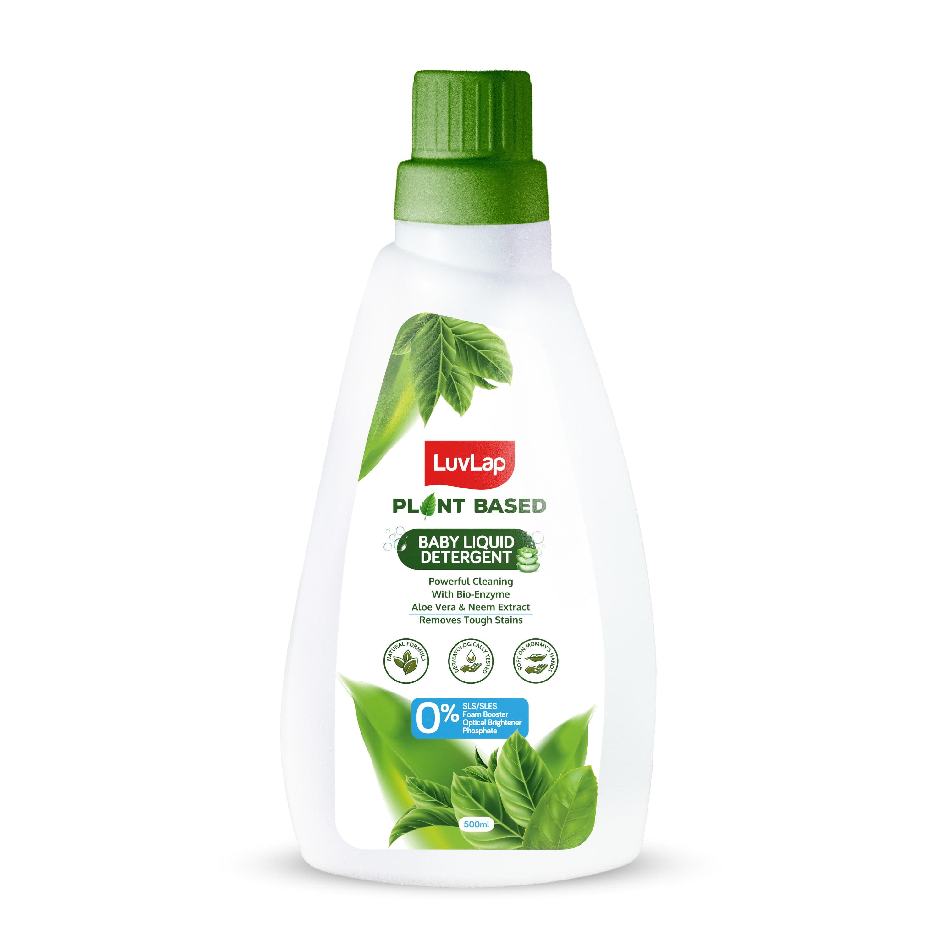LuvLap Plant Based Baby Laundry Detergent, 500ml, With Bio-Enzymes, Aloe Vera & Neem, Dermatologically Tested, Free From SLS/SLES, Phosphate & Bleach