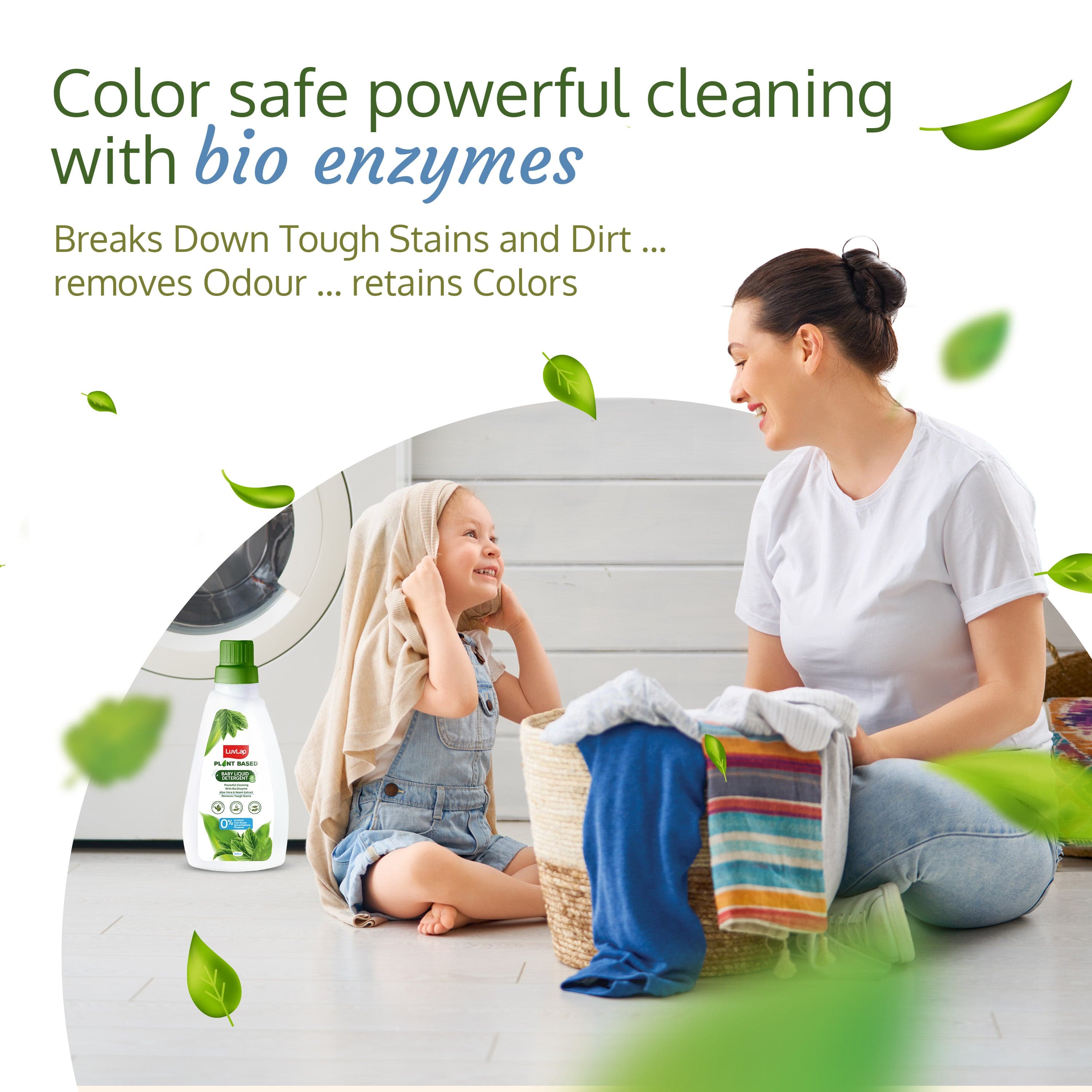 LuvLap Plant Based Baby Laundry Detergent, 500ml, With Bio-Enzymes, Aloe Vera & Neem, Dermatologically Tested, Free From SLS/SLES, Phosphate & Bleach