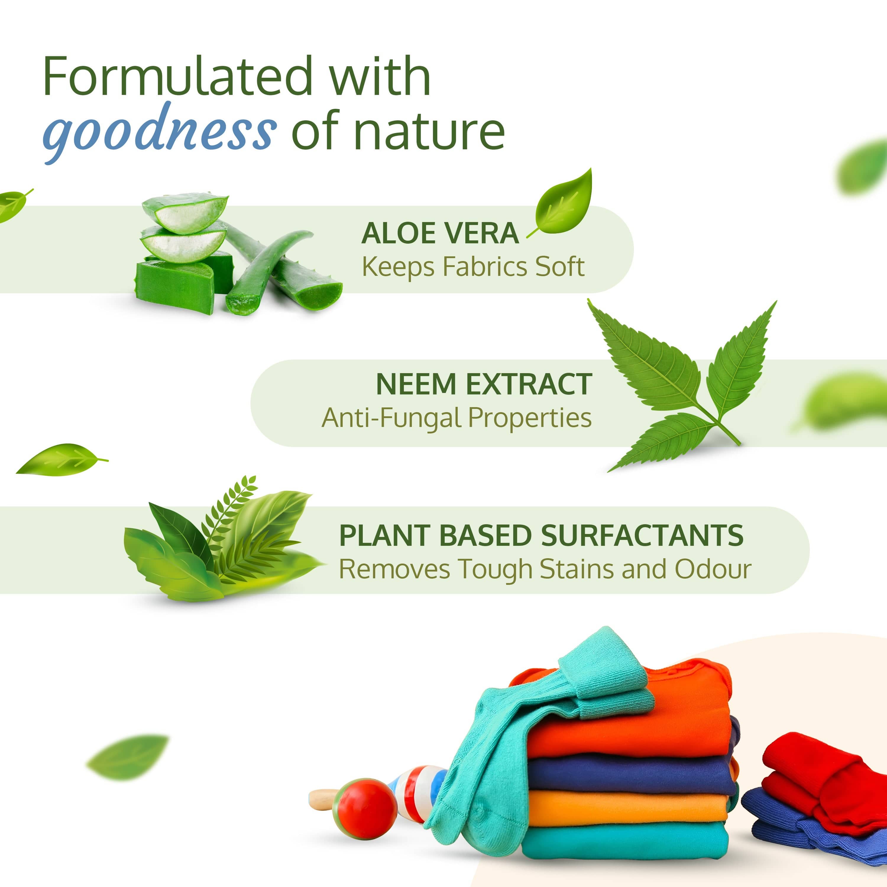 LuvLap Plant Based Baby Laundry Detergent, 1000ml, With Bio-Enzymes, Aloe Vera & Neem, Dermatologically Tested, Free From SLS/SLES, Phosphate & Bleach