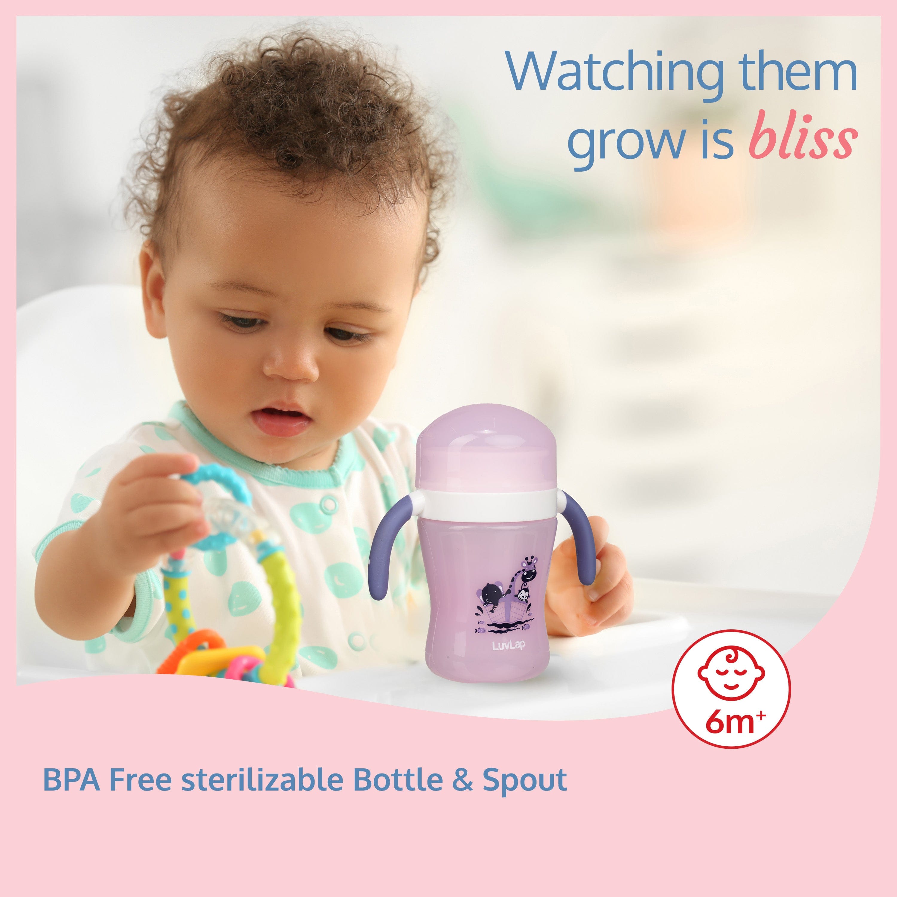 LuvLap 360° Soft Spout Baby Trainer Sipper - 240ml - Purple