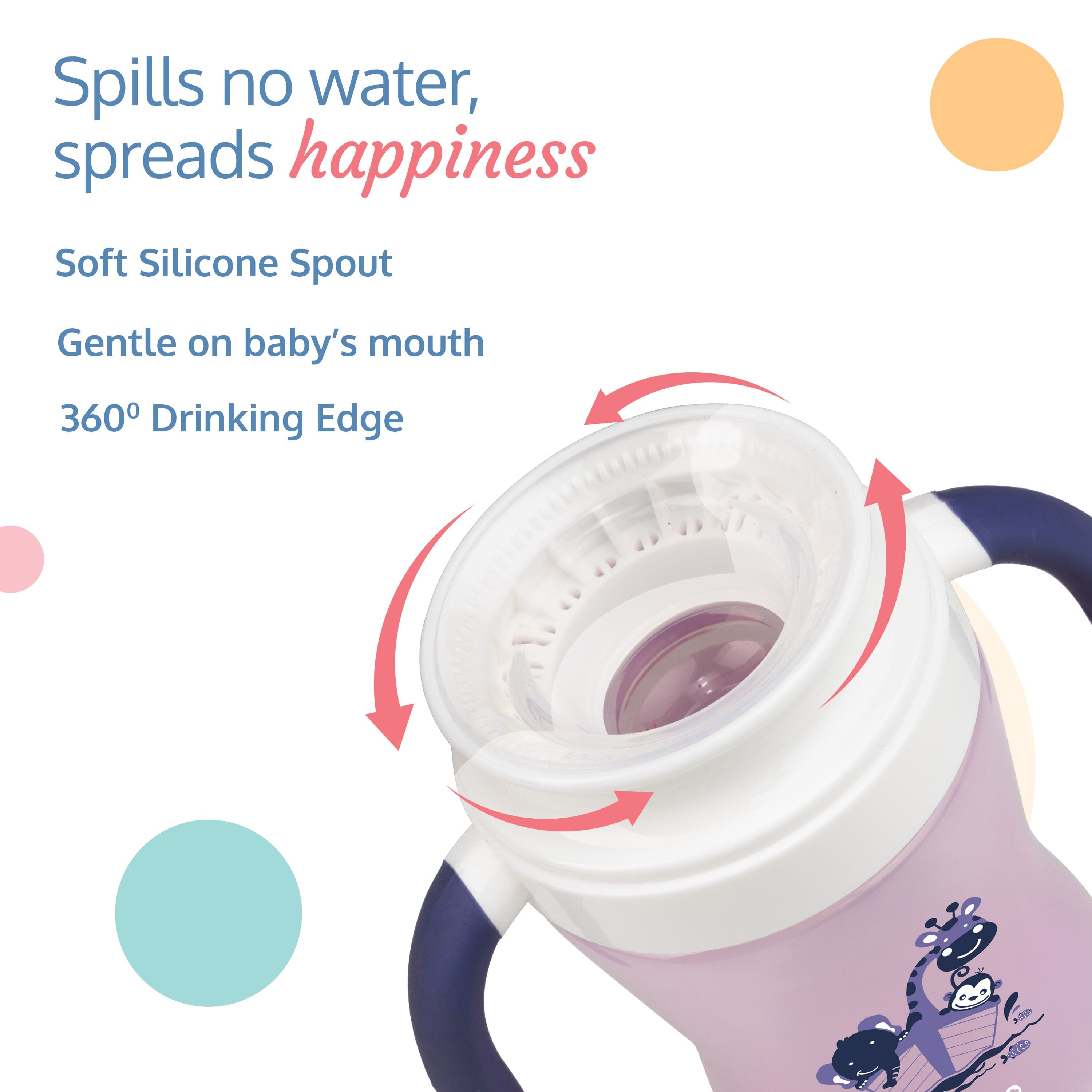 LuvLap 360° Soft Spout Baby Trainer Sipper - 240ml - Purple