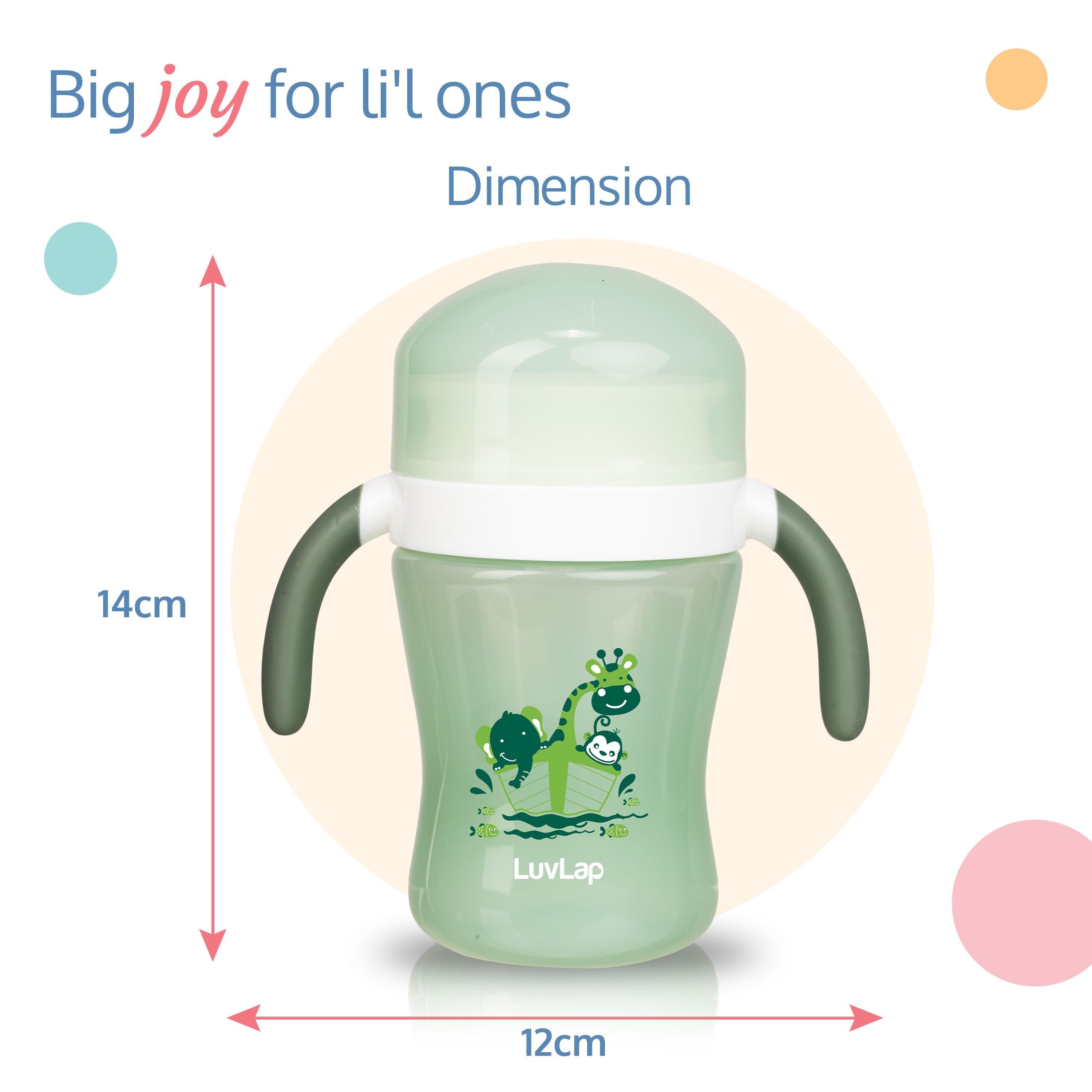 LuvLap 360° Soft Spout Baby Trainer Sipper - 240ml - Green