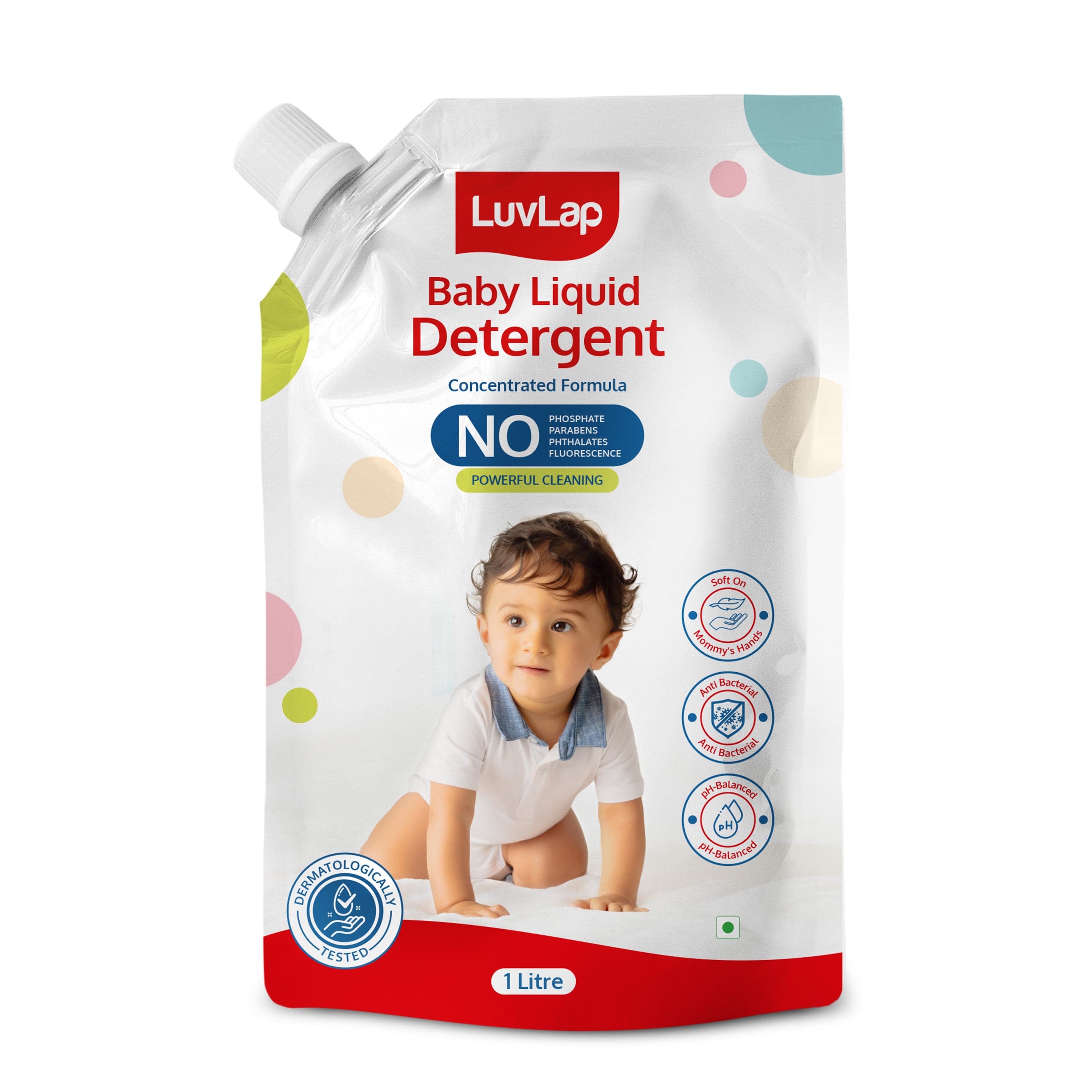LuvLap Baby Laundry Detergent Refill pack- 1000ml, pH Balanced Dermatologically tested formula, No harsh chemicals, Safe for mommy's hands & baby's skin, Anti Bacterial, Enriched in Aloe Vera