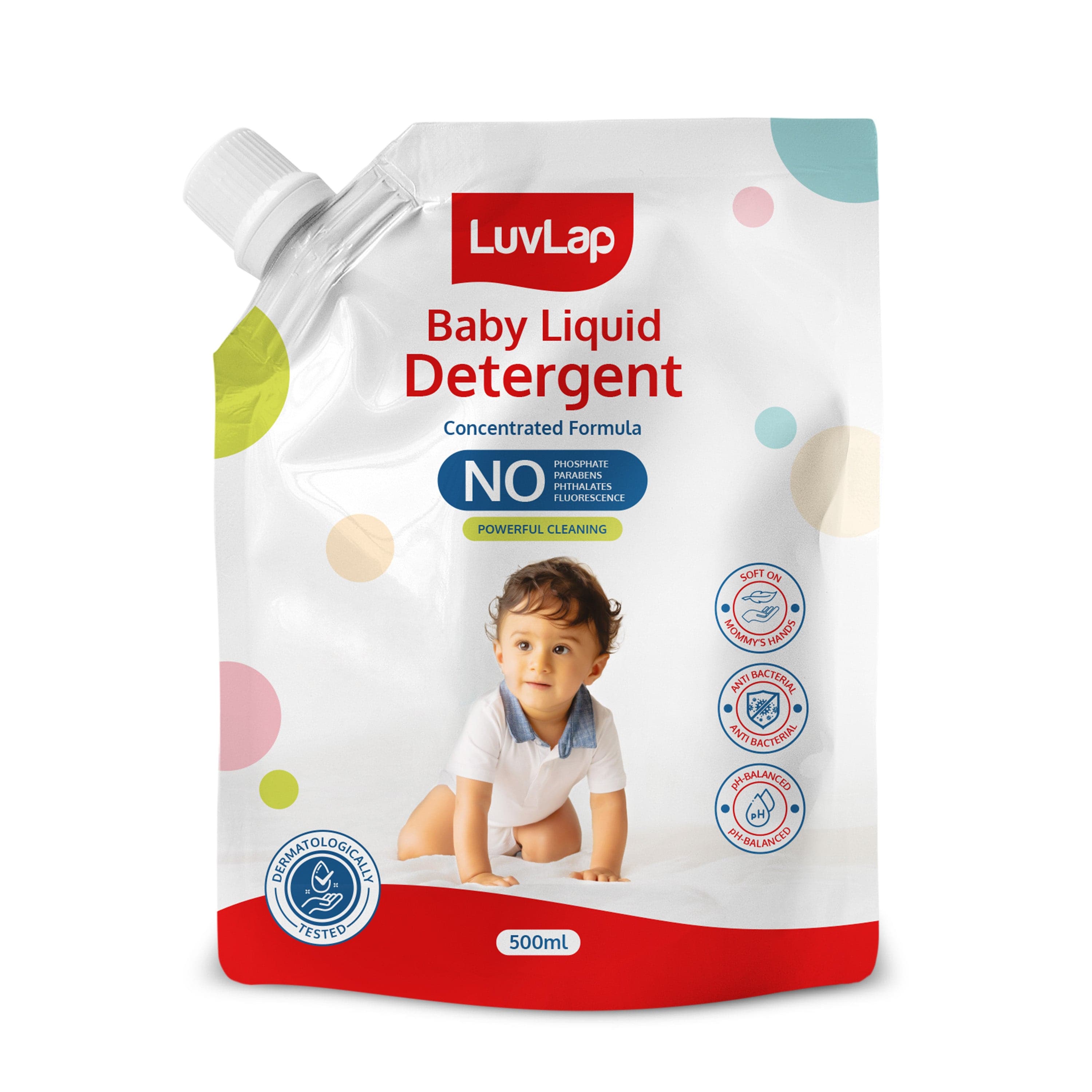 LuvLap Baby Laundry Detergent Refill pack- 500ml, pH Balanced Dermatologically tested formula, No harsh chemicals, Safe for mommy's hands & baby's skin, Anti Bacterial, Enriched in Aloe Vera