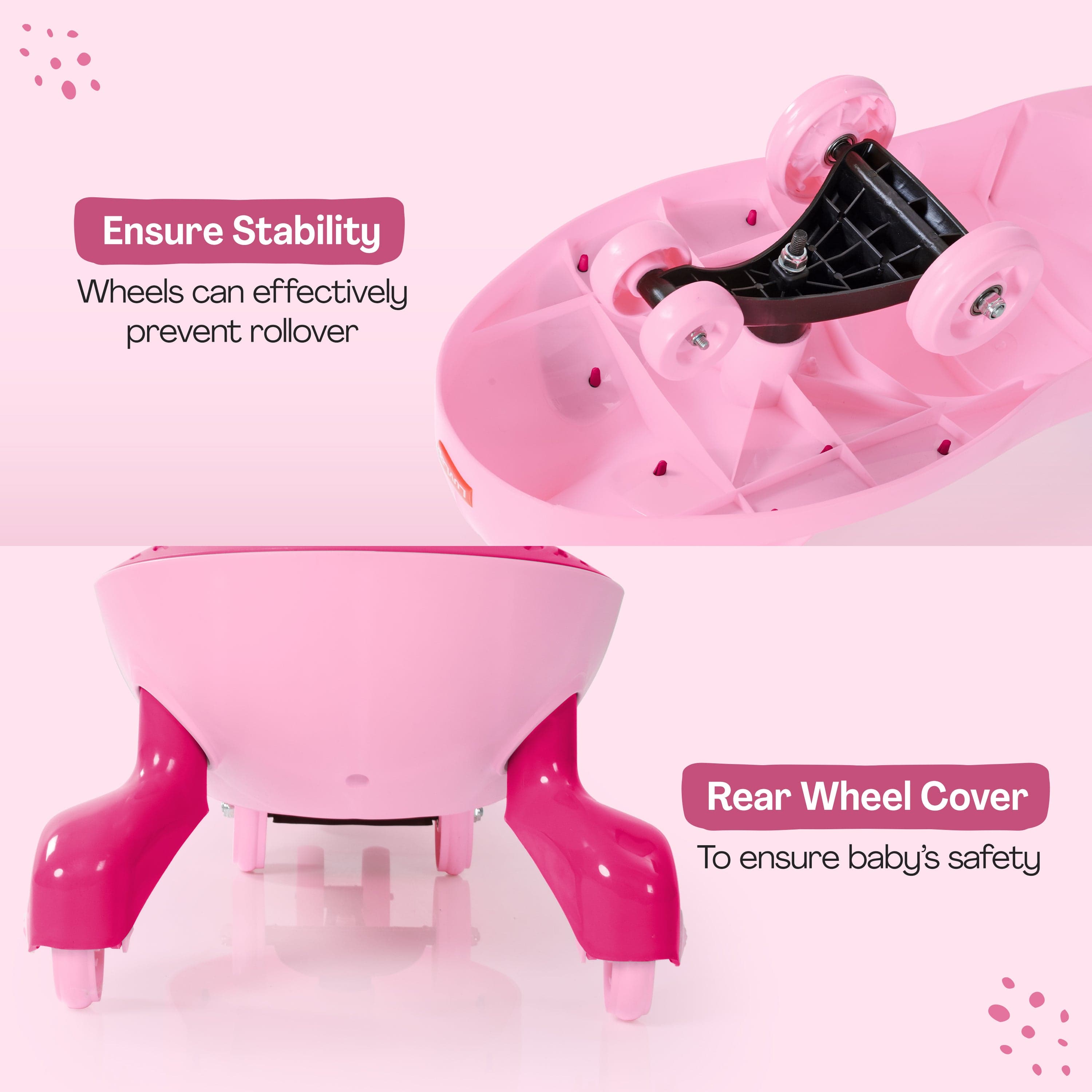 LuvLap Sunshine Swing Car, Magic Car, Kids Push Car, Swing Car for Kids, Comfortable Seats & Durable, Baby Car, Magic Toy Car, Kids Swing Car, Ride On Car, Kids Car, 3+ Years, Pink