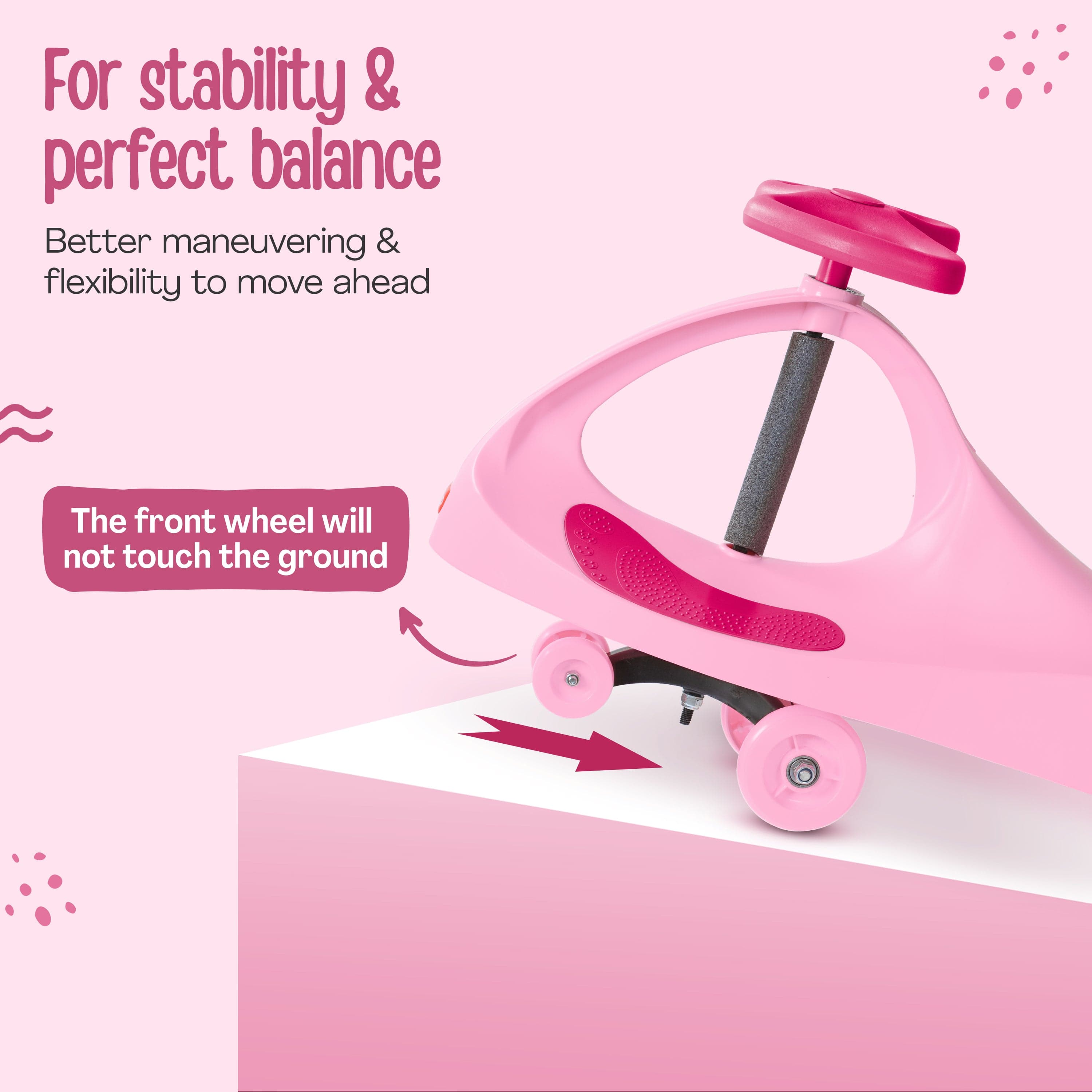 LuvLap Sunshine Swing Car, Magic Car, Kids Push Car, Swing Car for Kids, Comfortable Seats & Durable, Baby Car, Magic Toy Car, Kids Swing Car, Ride On Car, Kids Car, 3+ Years, Pink
