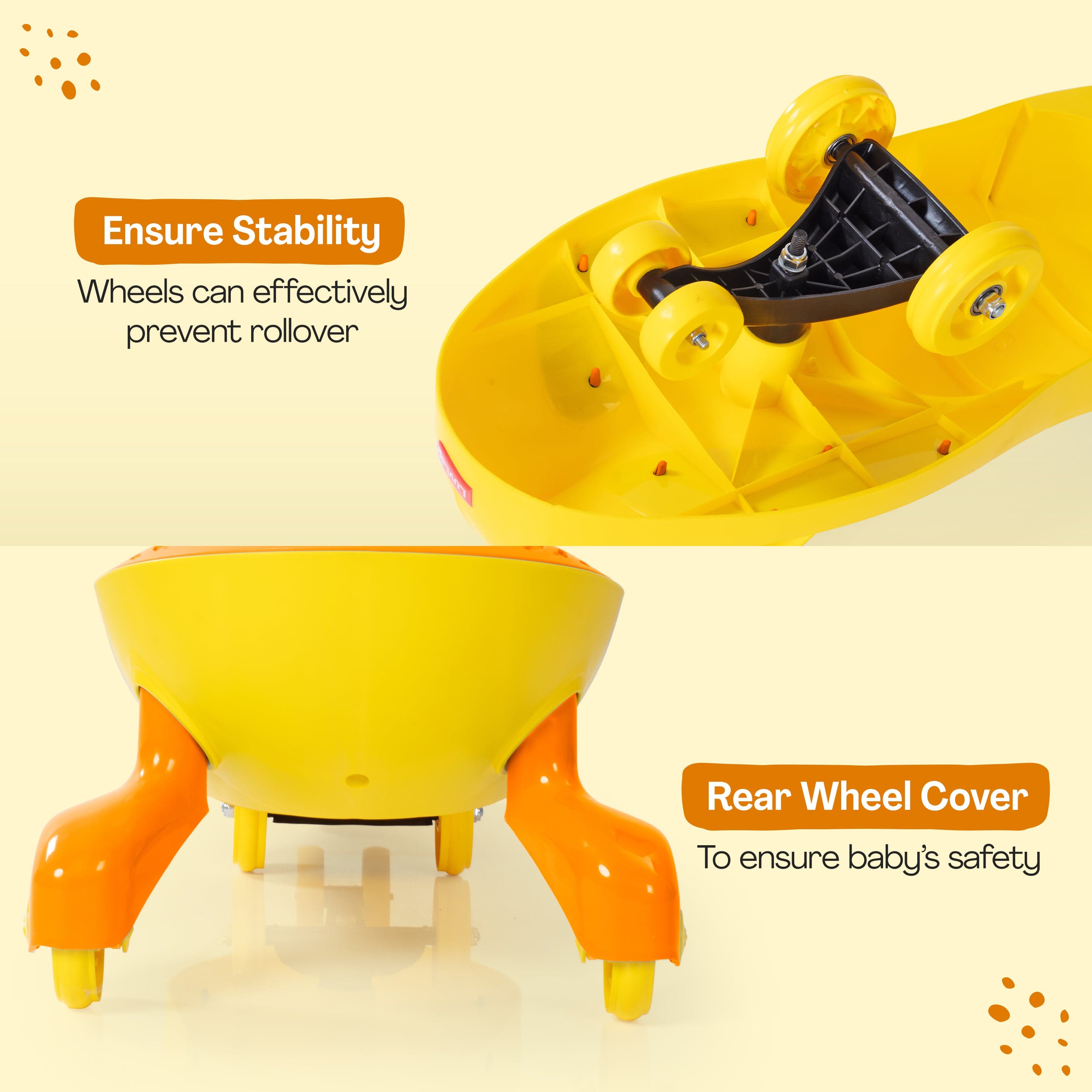 LuvLap Sunshine Swing Car, Magic Car, Kids Push Car, Swing Car for Kids, Comfortable Seats & Durable, Baby Car, Magic Toy Car, Kids Swing Car, Ride On Car, Kids Car, 3+ Years, Yellow
