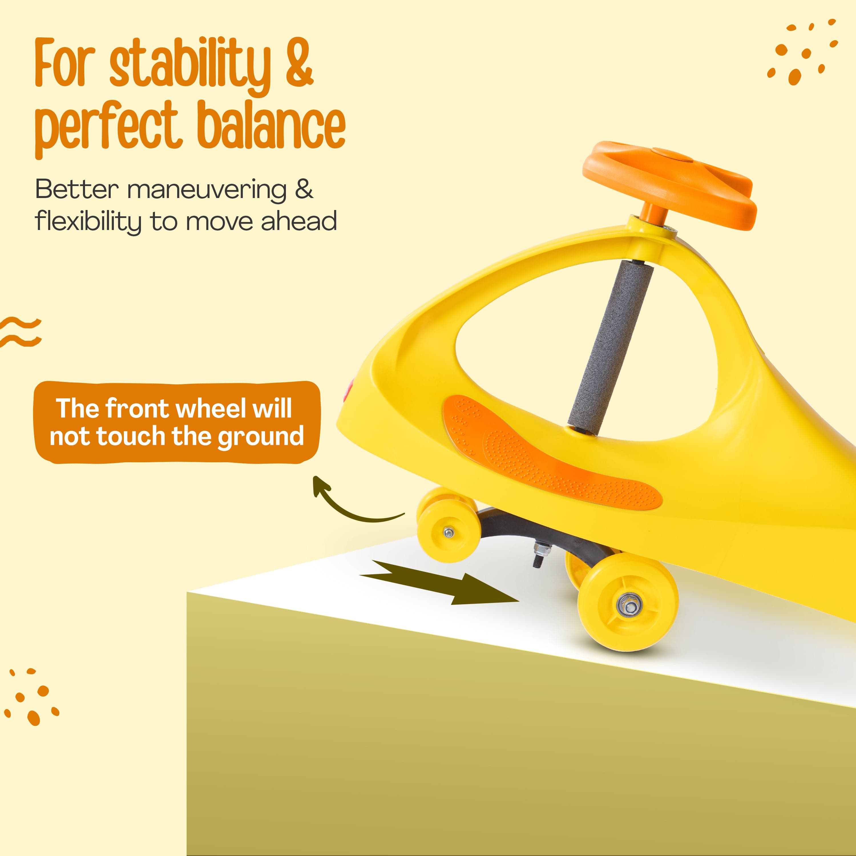LuvLap Sunshine Swing Car, Magic Car, Kids Push Car, Swing Car for Kids, Comfortable Seats & Durable, Baby Car, Magic Toy Car, Kids Swing Car, Ride On Car, Kids Car, 3+ Years, Yellow