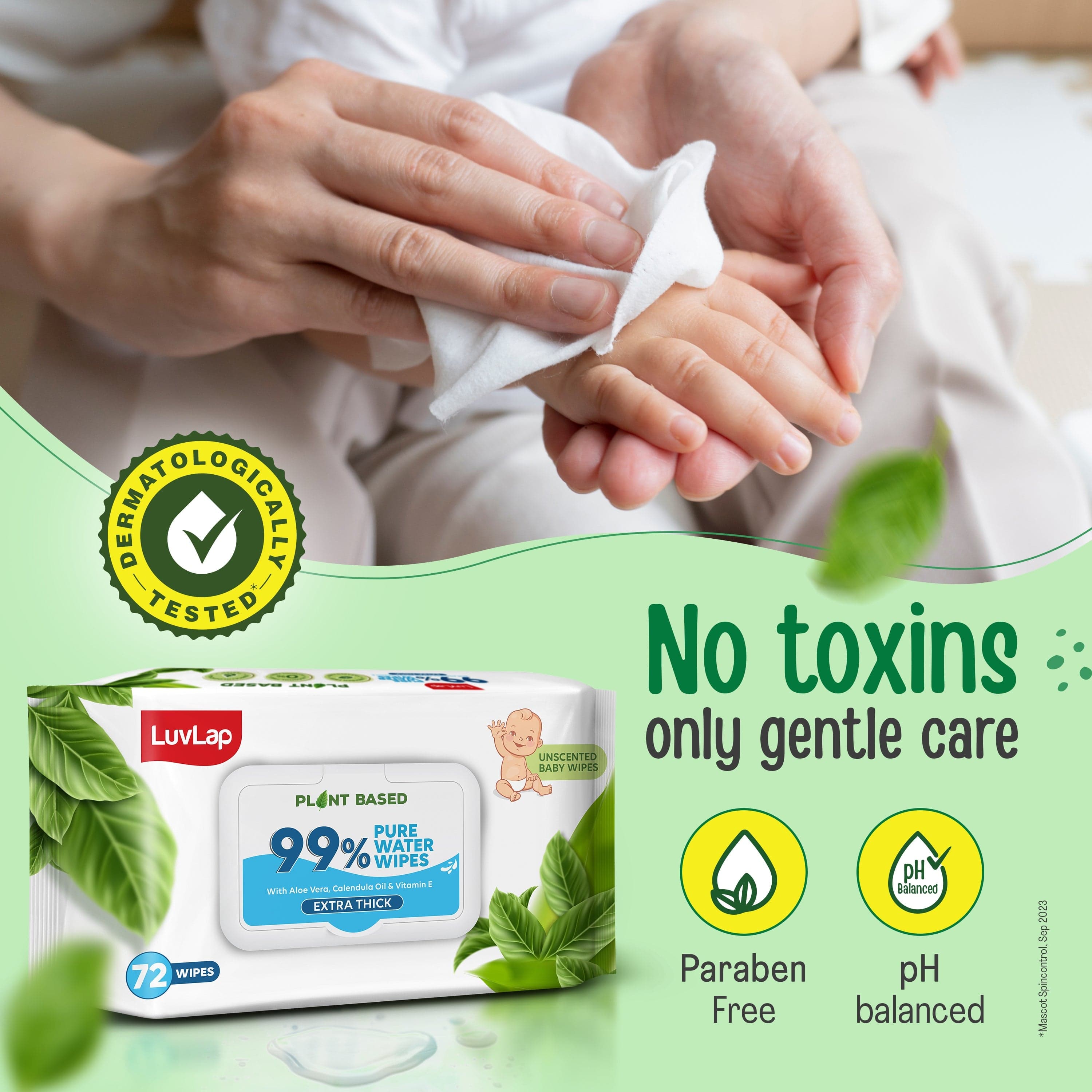 LuvLap Plant Based 99% Pure Water Baby Wipes,72 Count (Pack Of 2),Extra Thick Unscented,Vitamin E,Ph Balanced,Paraben Free,Ideal For Delicate Skin,Dermatologically Tested, Buy 1 Get 1 Free