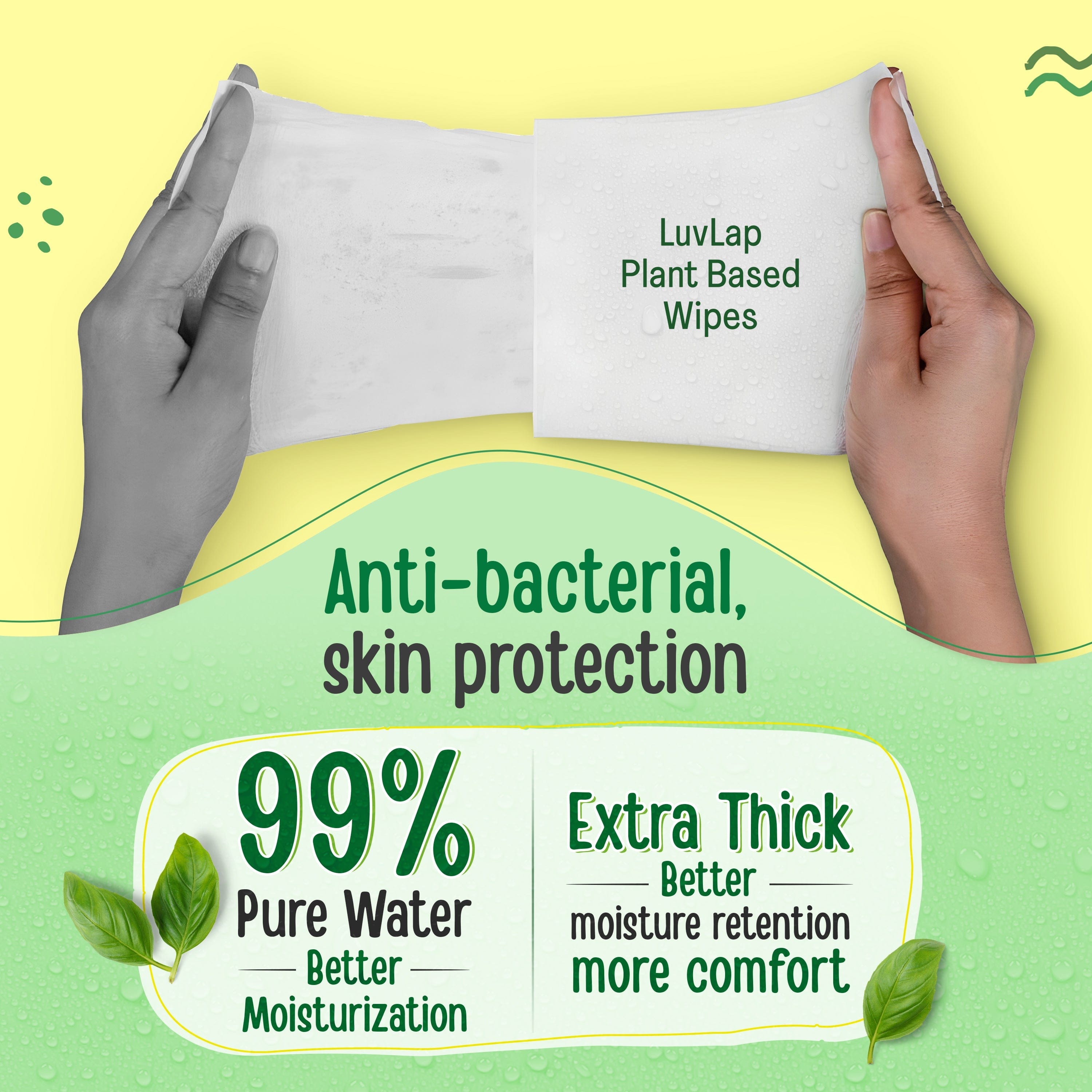 LuvLap Plant Based 99% Pure Water Baby Wipes,72 Count (Pack Of 2),Extra Thick Unscented,Vitamin E,Ph Balanced,Paraben Free,Ideal For Delicate Skin,Dermatologically Tested, Buy 1 Get 1 Free