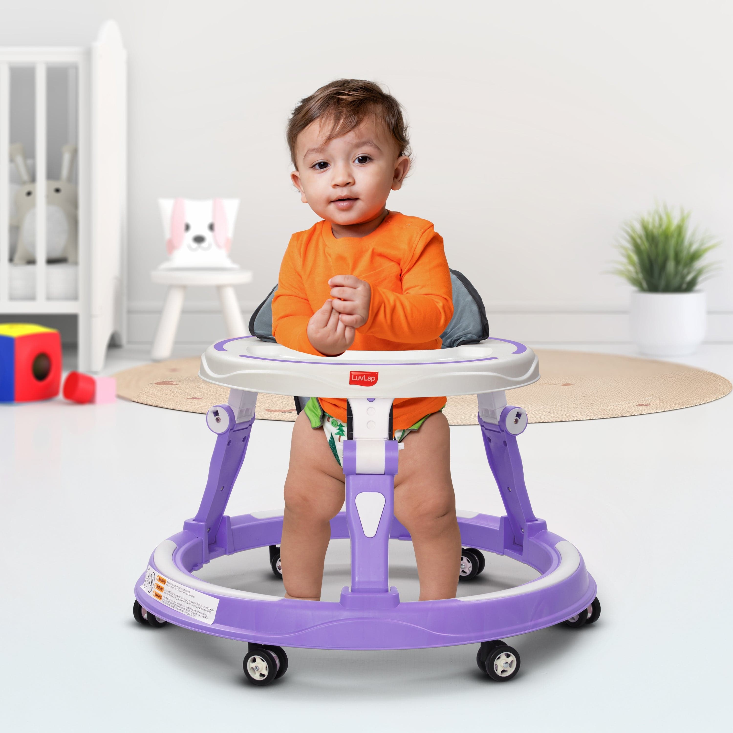 LuvLap Elegant 360° Baby Walker 9+ Months | 3 Level Height Adjustment Walker/Advanced Baby Activity Walker, Purple
