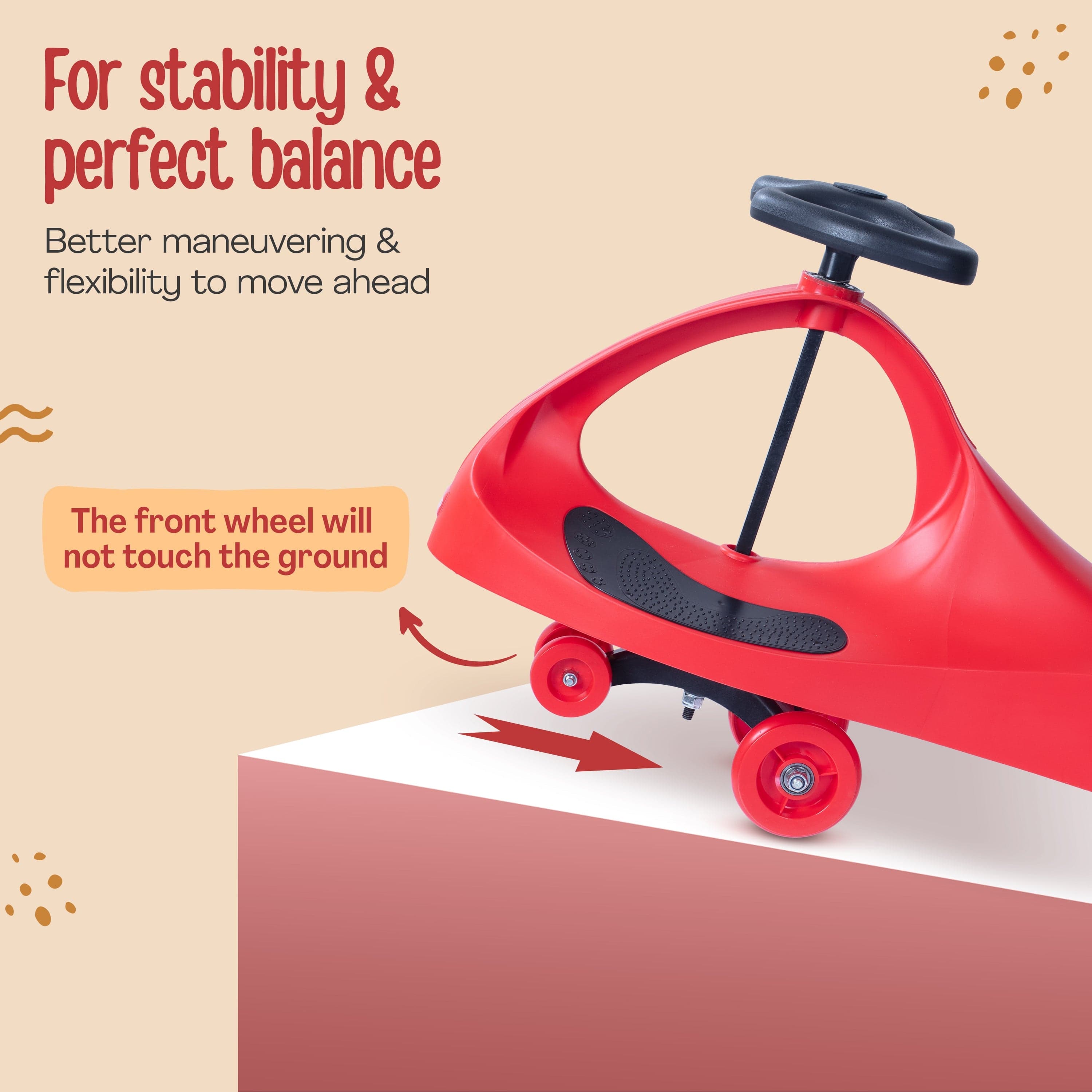LuvLap Sunshine Swing Car, Magic Car, Kids Push Car, Swing Car for Kids, Comfortable Seats & Durable, Baby Car, Magic Toy Car, Kids Swing Car, Ride On Car, Kids Car, 3+ Years, Red & Black
