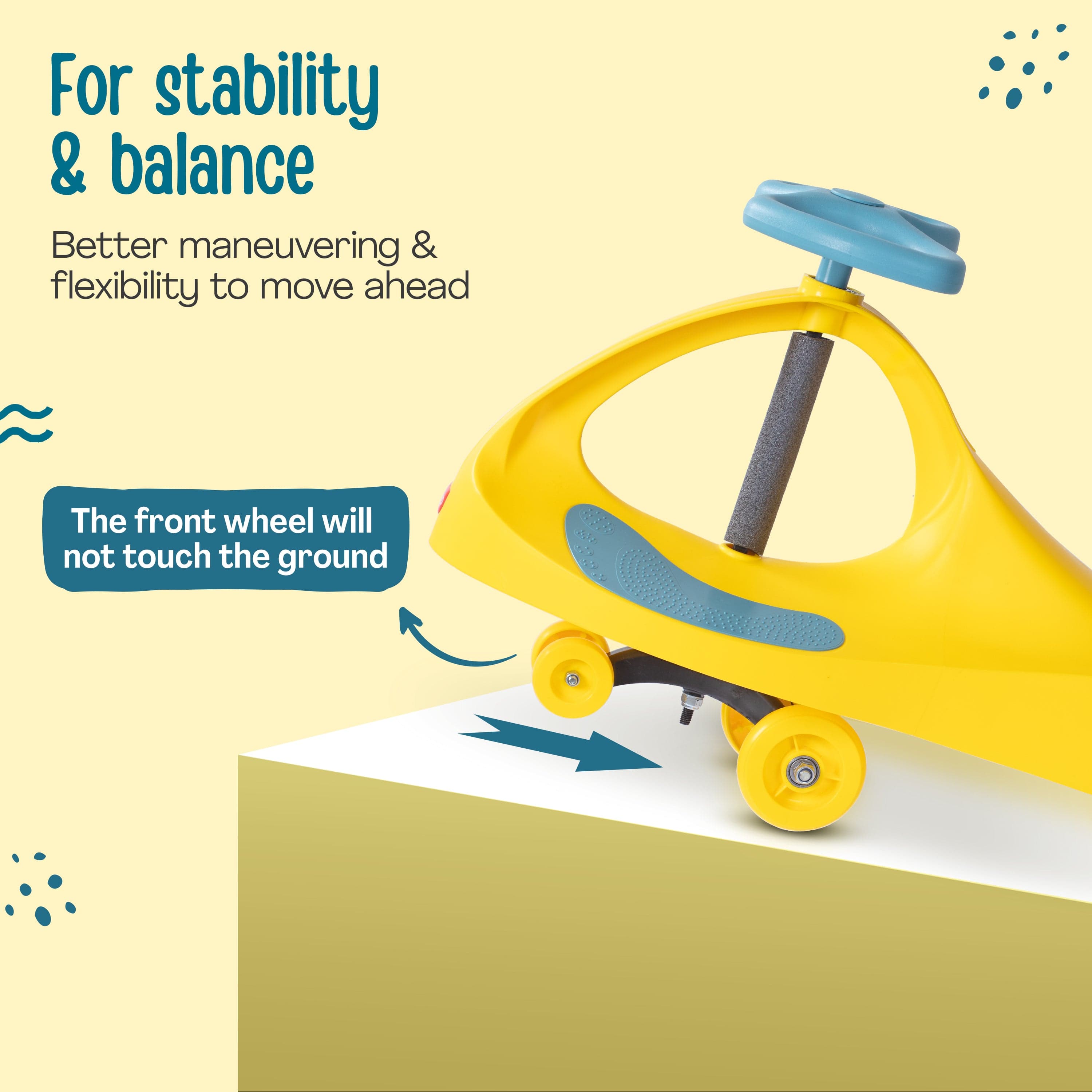 LuvLap Sunshine Swing Car, Push Car, Swing Car for Kids, Comfortable Seats & Durable, Smooth Wheels, Baby Car, Magic Toy, Ride On Toy, Kids Car, 3+ Years, Yellow & Green