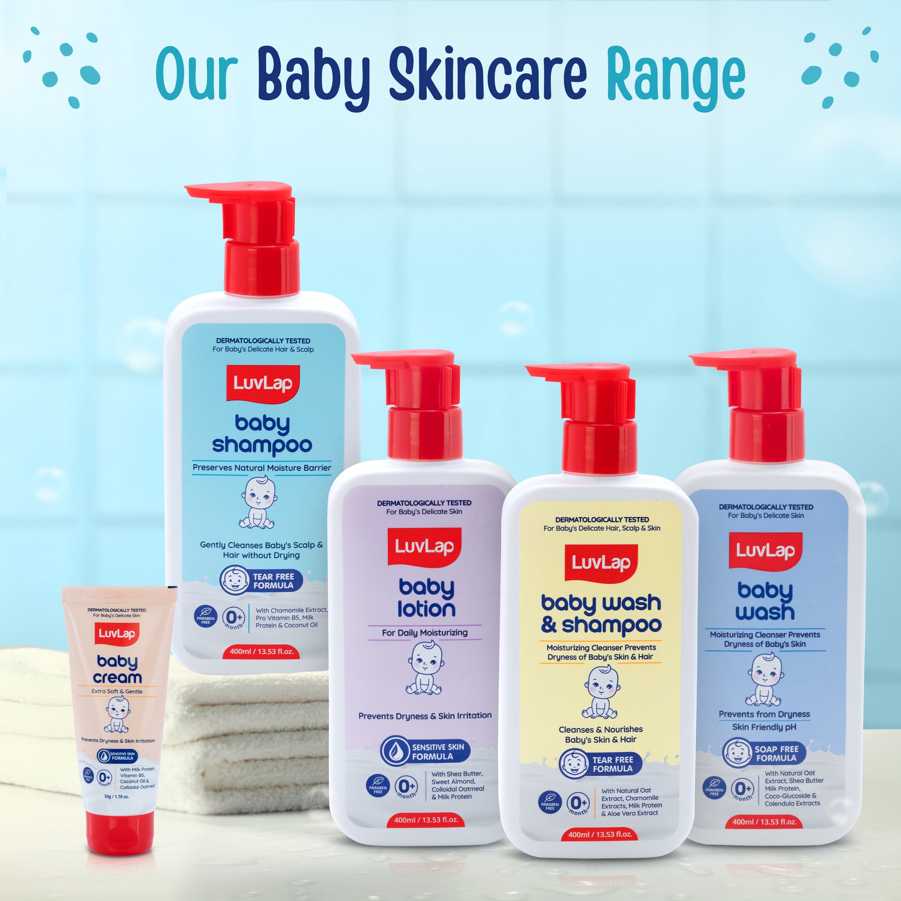 LuvLap Milky Soft Baby Shampoo - 400ml, Tear Free Formula, with Milk Protein, Vitamin E & Coconut Oil, Shea Butter & Chamomile, Gentle Care for Baby's Soft Hair, No Paraben, Dermatologically Tested