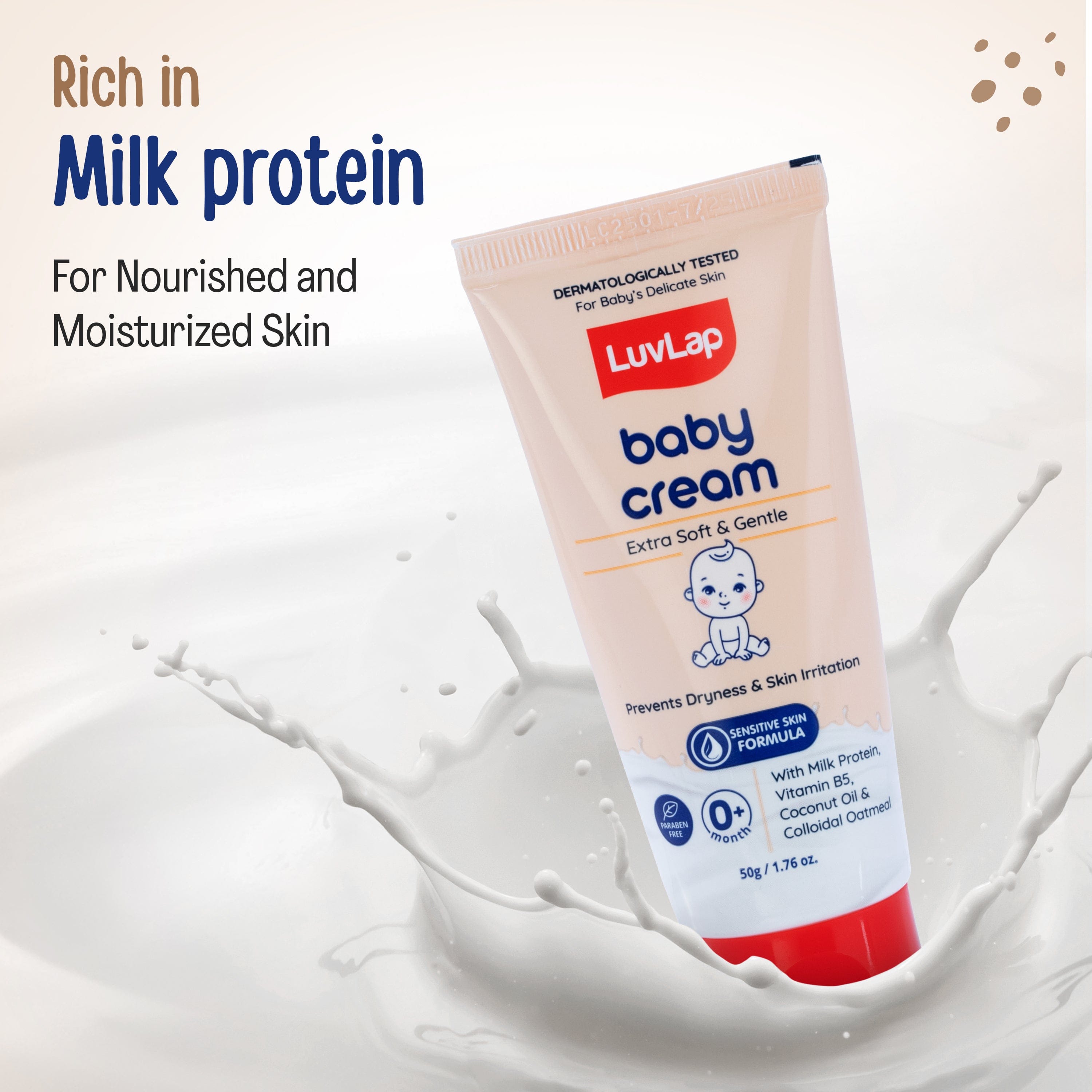 LuvLap Baby Cream -50g, Face & Body Moisturizing Cream with Shea Butter & Colloidal Oatmeal, Protection for Dry, Itchy, Sensitive Skin for Face & Body, 24-Hour Moisturization, Dermatologically Tested