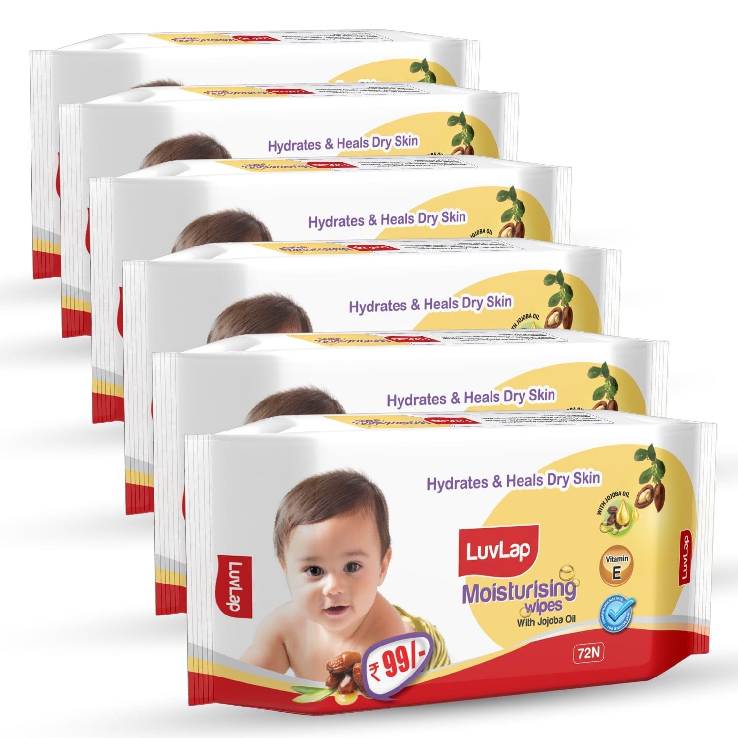 LuvLap Baby Wipes With Jojoba Oil - Pack Of 6