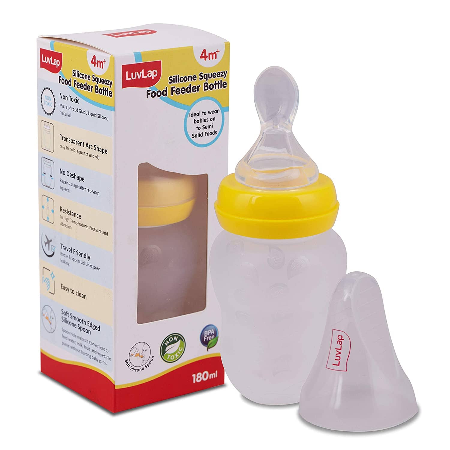 LuvLap Feeding Squeezy Spoon, 180Ml, Bpa Free,Yellow
