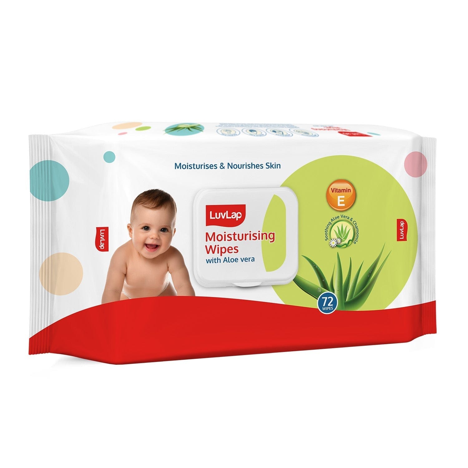 LuvLap Aloe Vera Baby Wipes With Lid, 72 Pcs