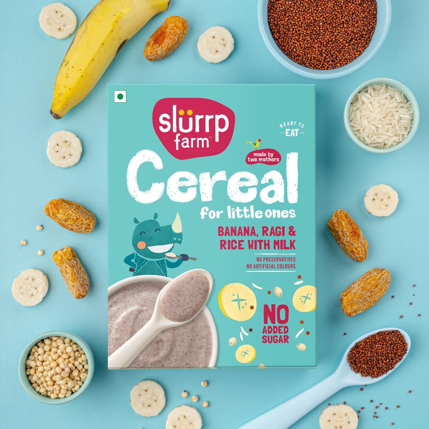 Slurrp Farm Banana, Ragi and Rice Cereal with Milk | 200g