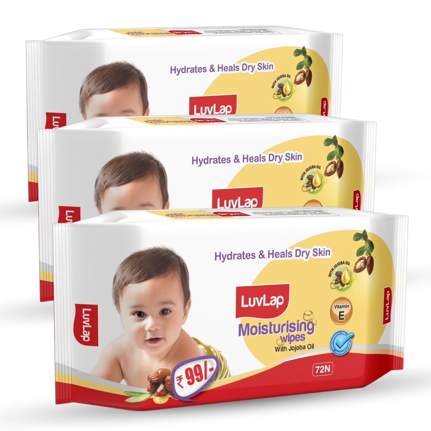 LuvLap Baby Wipes With Jojoba Oil - Pack Of 3