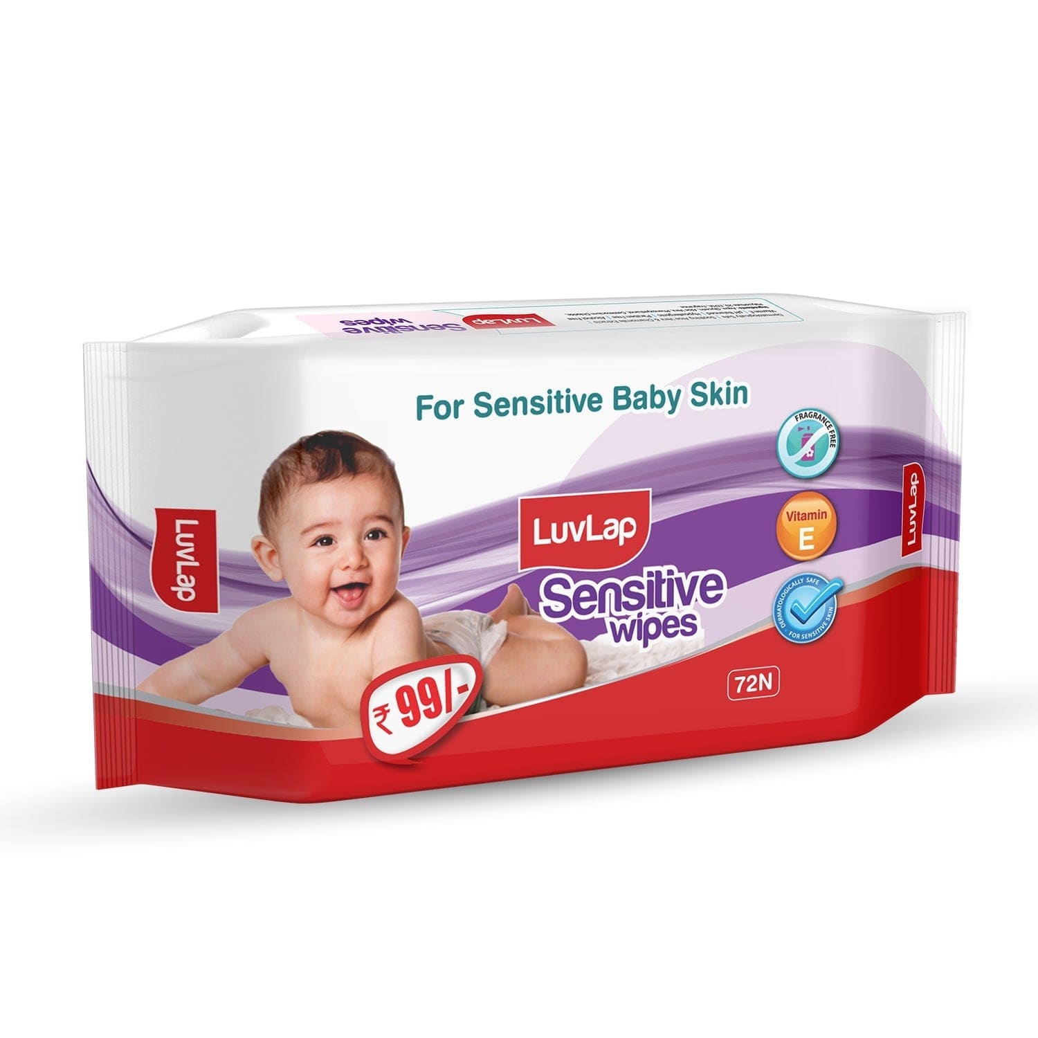 LuvLap Sensitive Baby Wipes, 72 Pcs