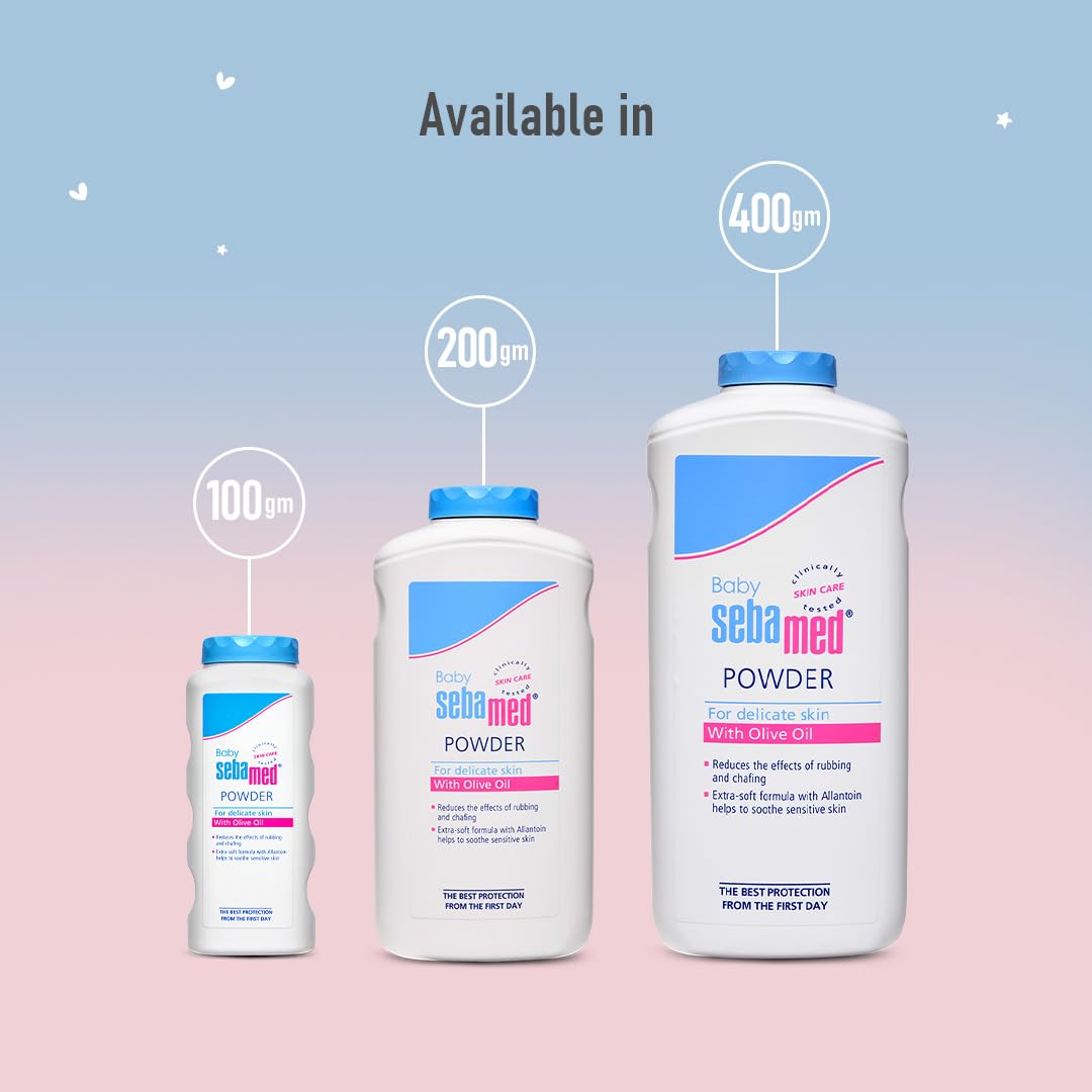Sebamed Baby Powder 100 gm | Olive Oil & Allantoin | Gentle Sweat Absorbing Powder for Newborns