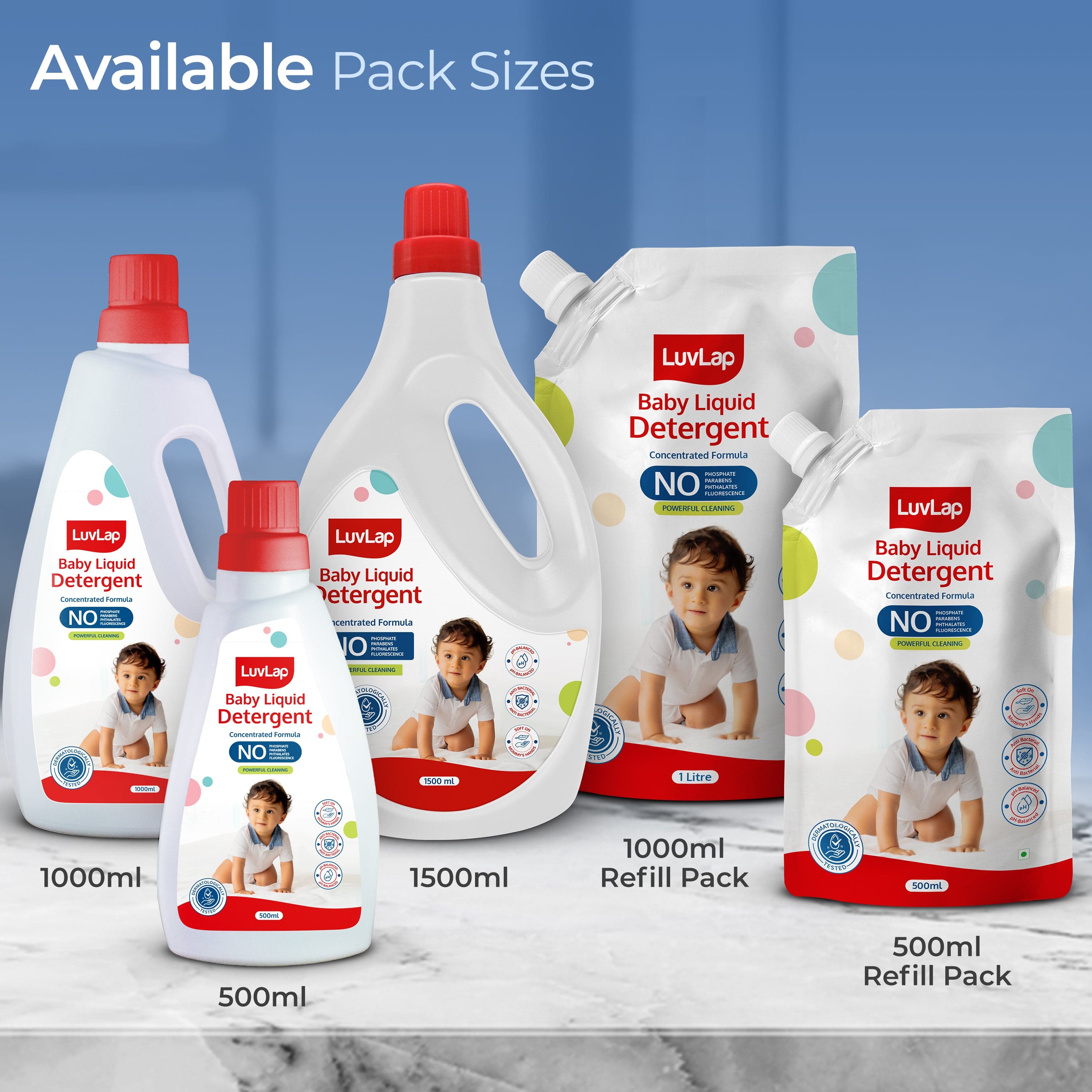 LuvLap Baby Laundry Detergent 1500ml, pH Balanced, No harsh chemicals, Safe for mommy's hands & baby's skin, Anti-Bacterial, Softens clothes & Removes Stains & Odour, Dermatologically tested