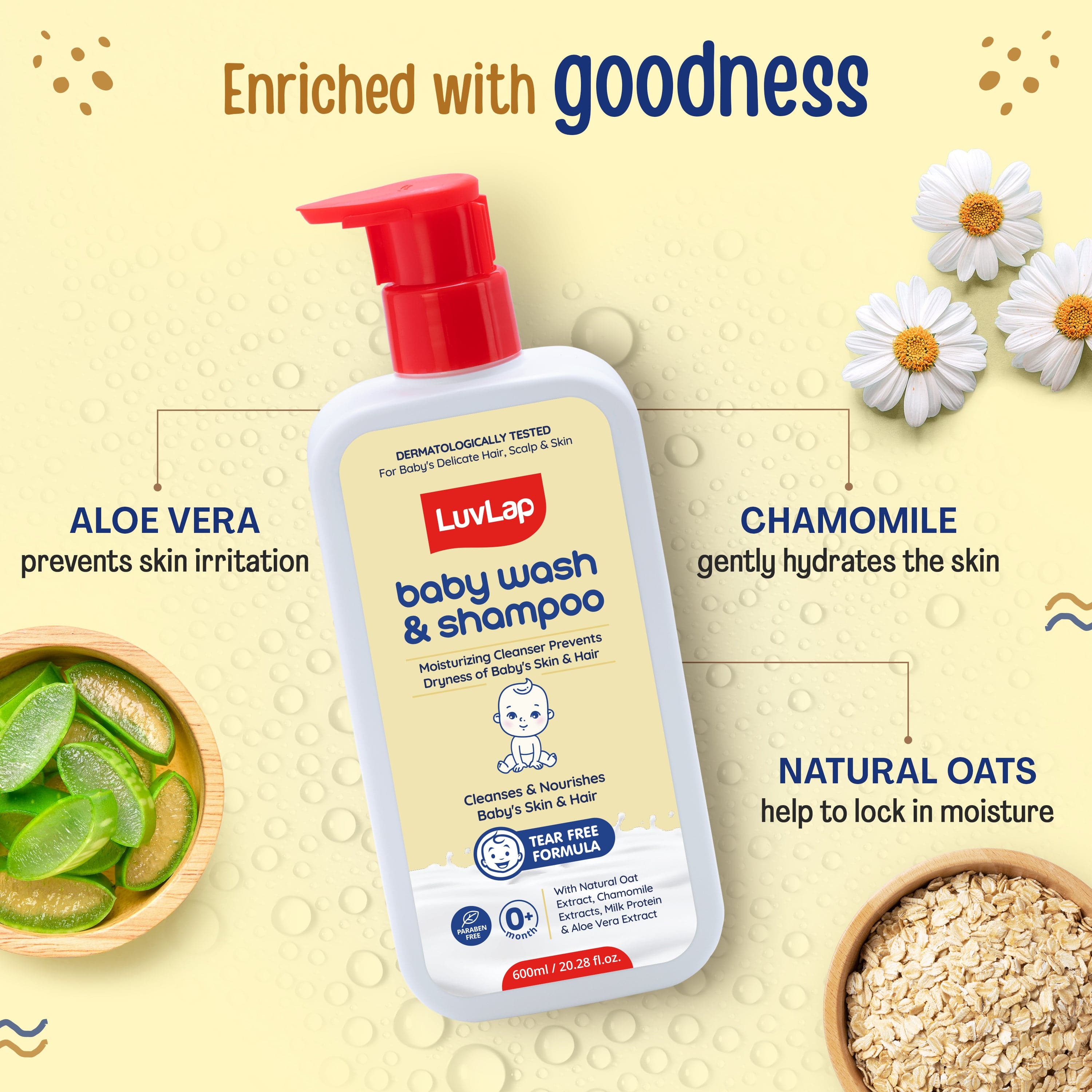 LuvLap Baby Wash & Shampoo - 600ml*