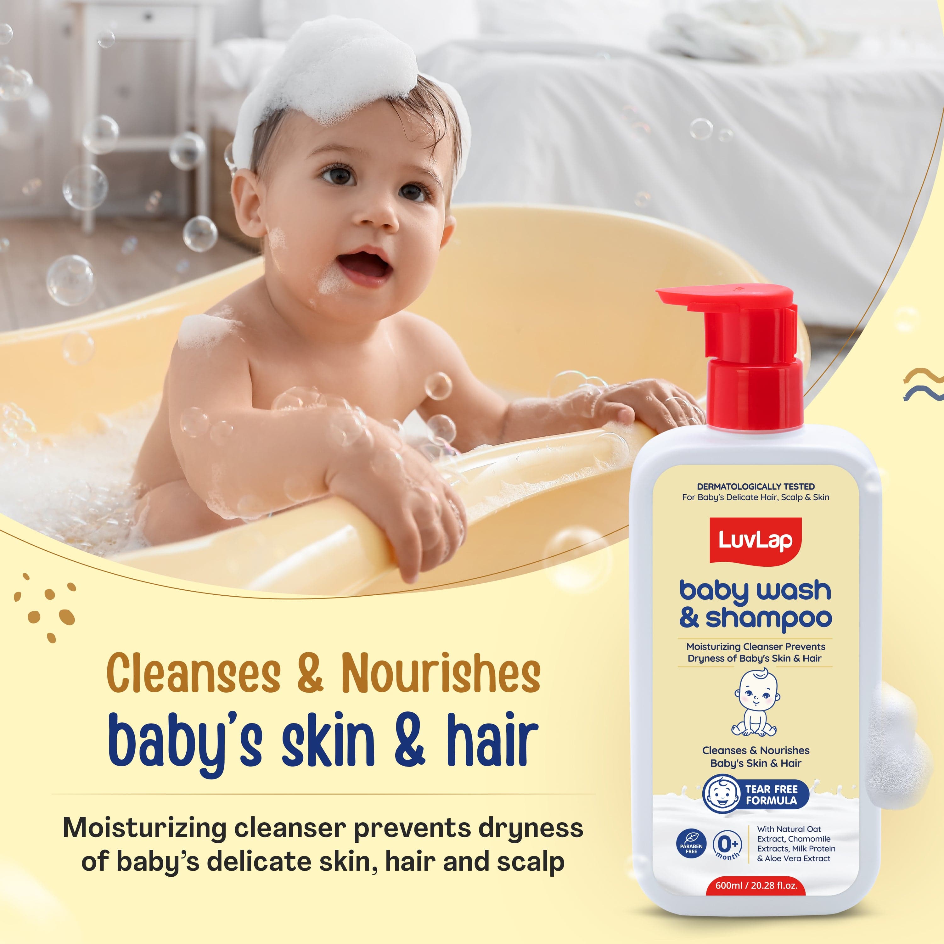 LuvLap Baby Wash & Shampoo - 600ml*