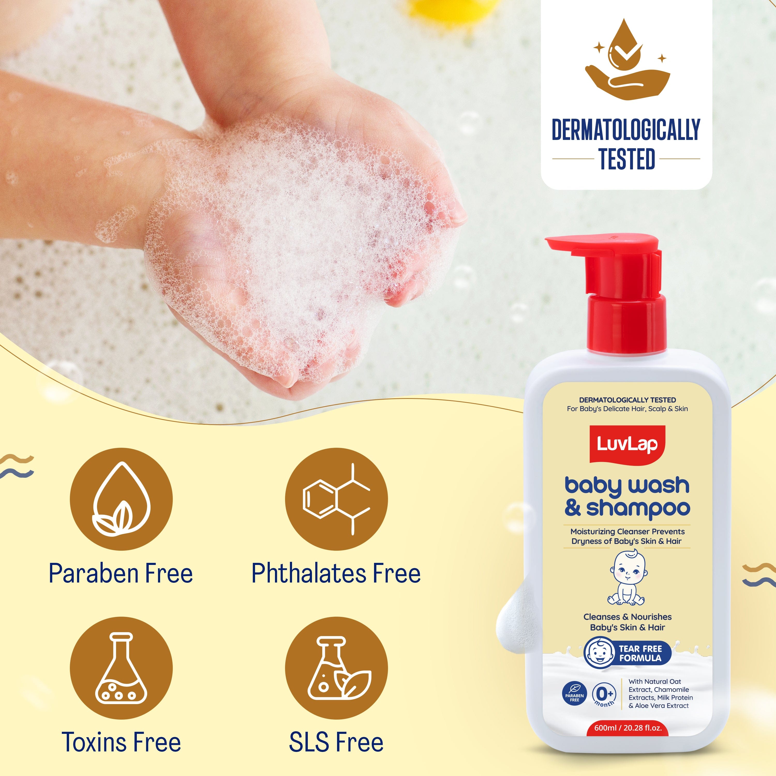 LuvLap Baby Wash & Shampoo - 600ml*